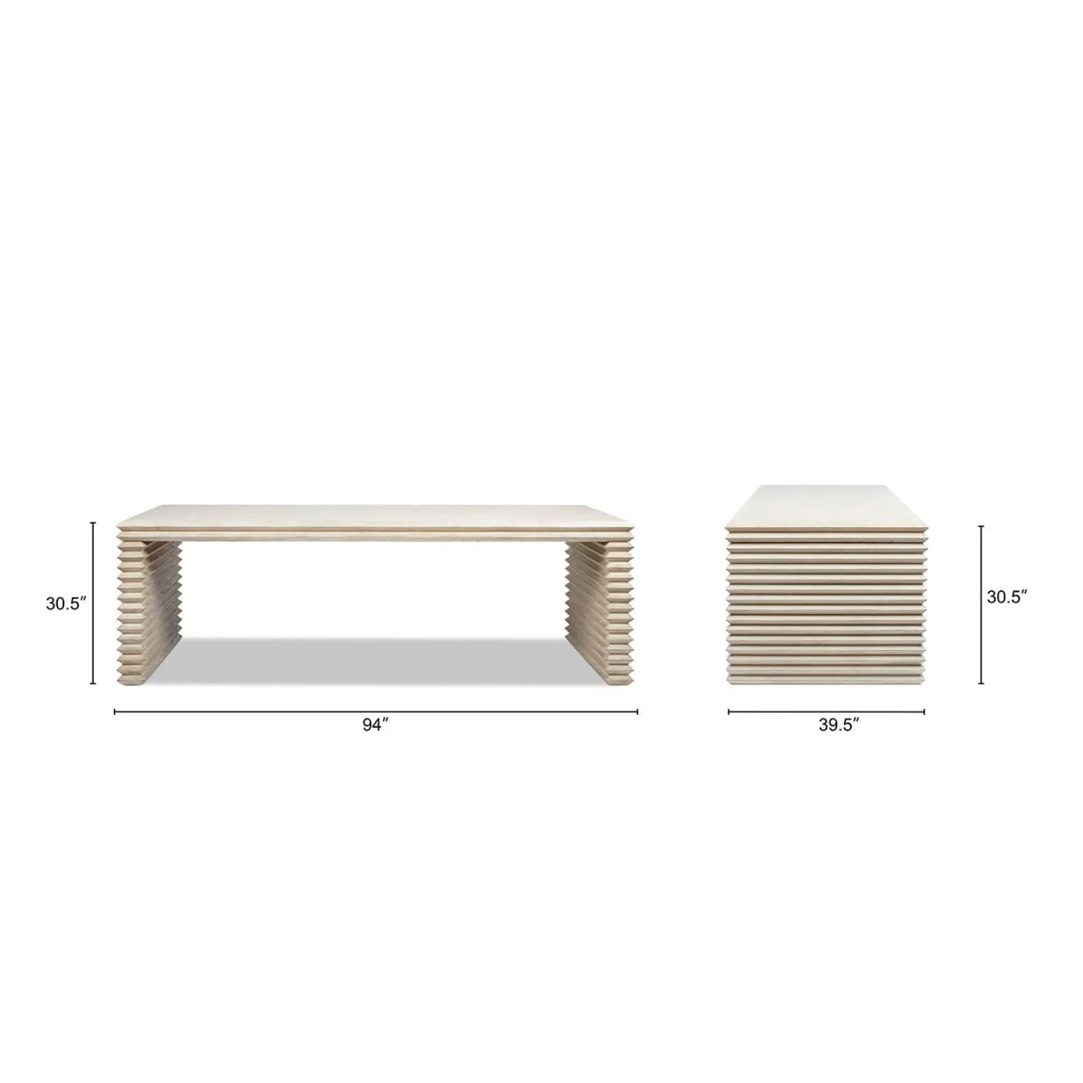 Veda - Geometric Waterfall Dining Table - White - Image 2