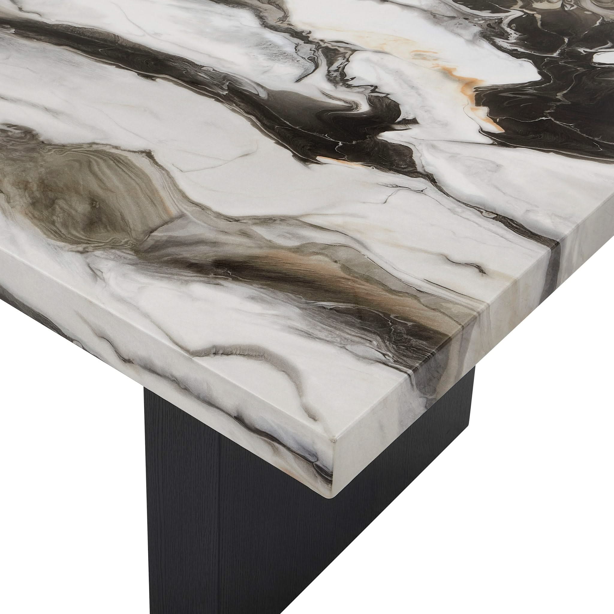 Vega - Faux Marble Dining Table - White / Black - Image 3