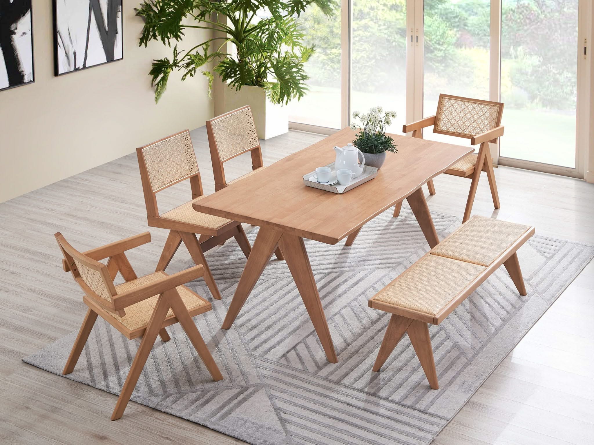 Velentina - 5 Pieces Patio / Outdoor Dining Set - Natural - Image 3