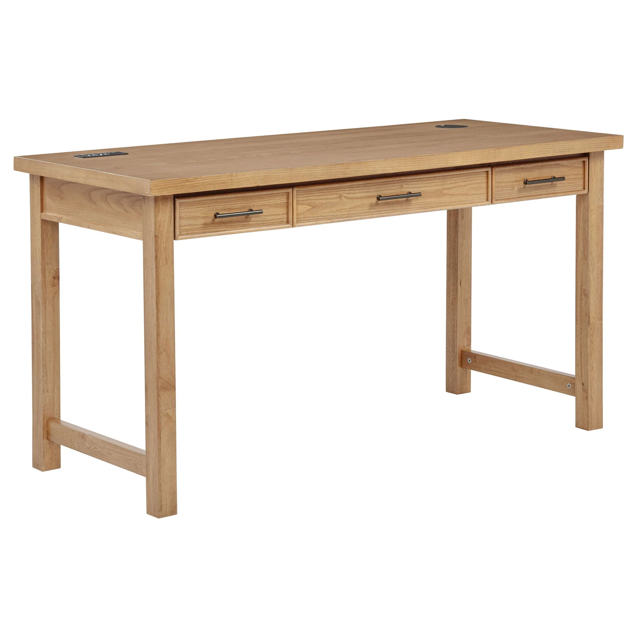 Vermes 55-inch 3-drawer Writing Desk with Power Outlet Light Ash - Image 2