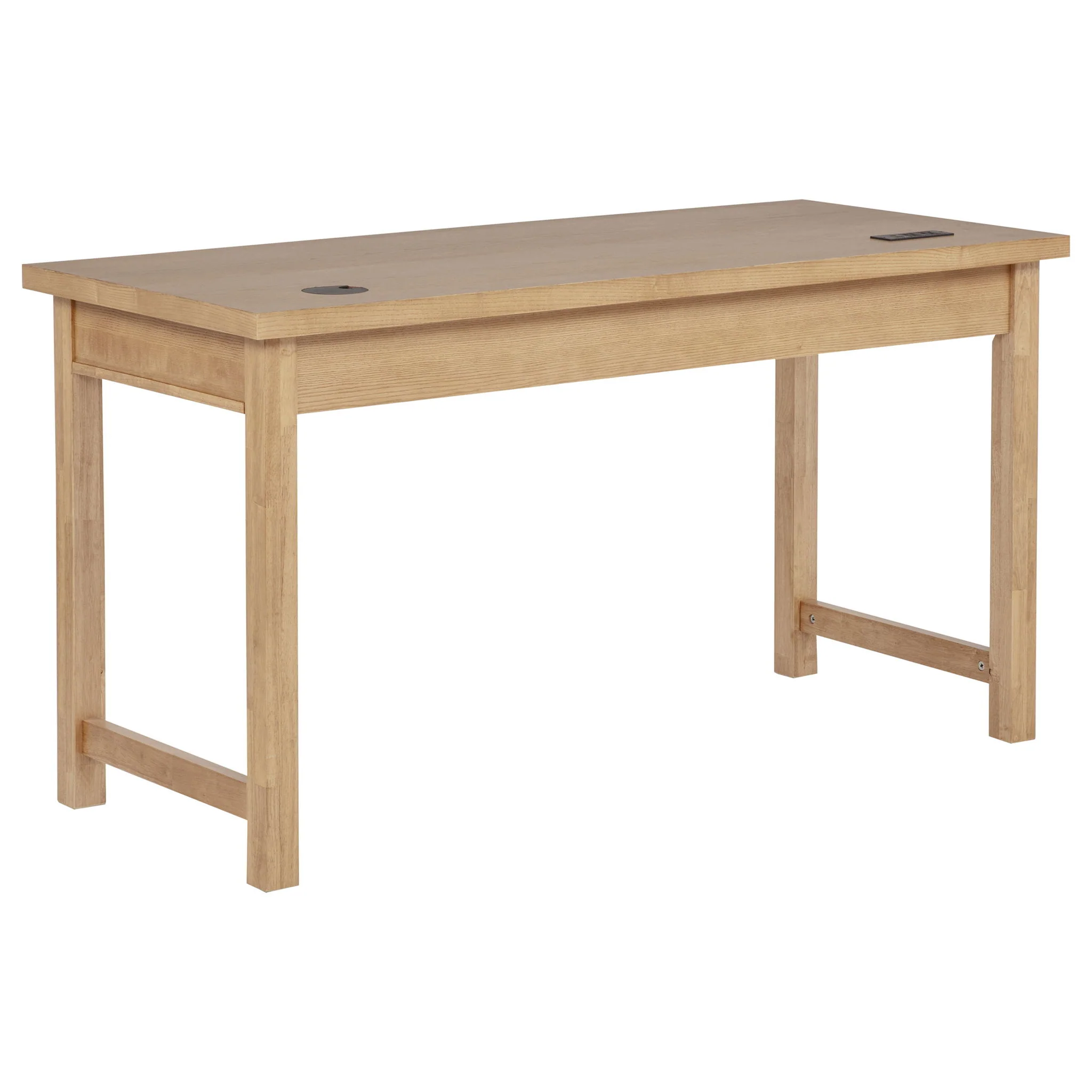 Vermes 55-inch 3-drawer Writing Desk with Power Outlet Light Ash - Image 3