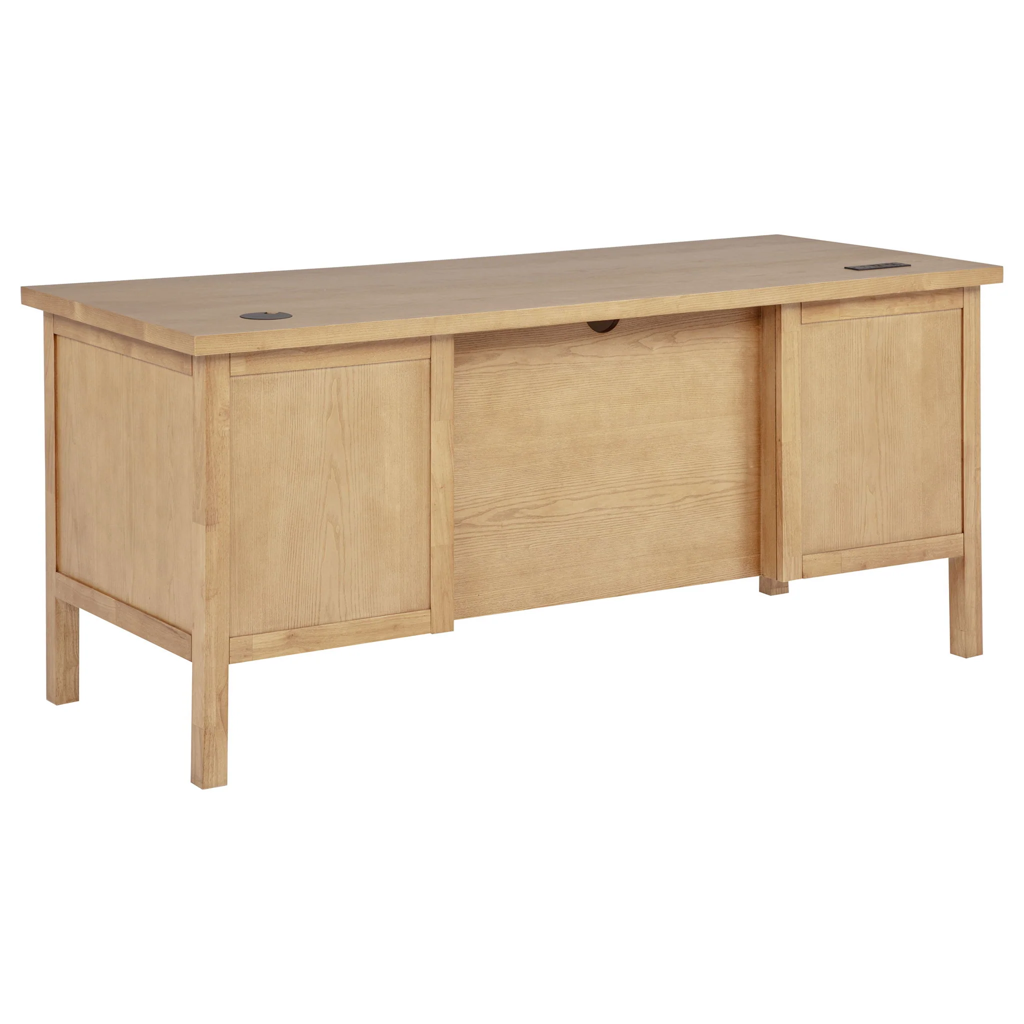 Vermes 66-inch 7-drawer Computer Desk with Power Outlet Light Ash - Image 3