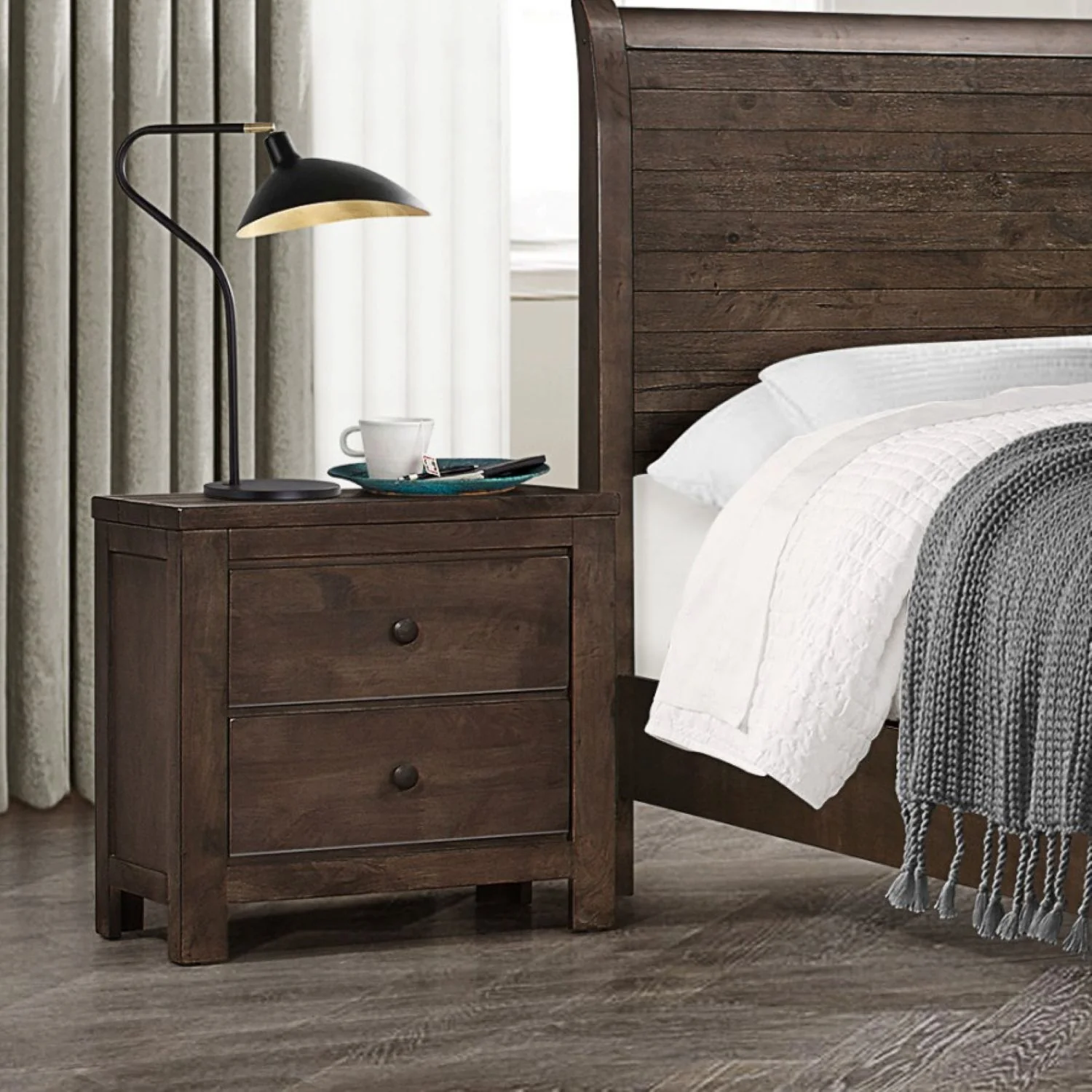2 Drawer Nightstand - Brown - Image 4