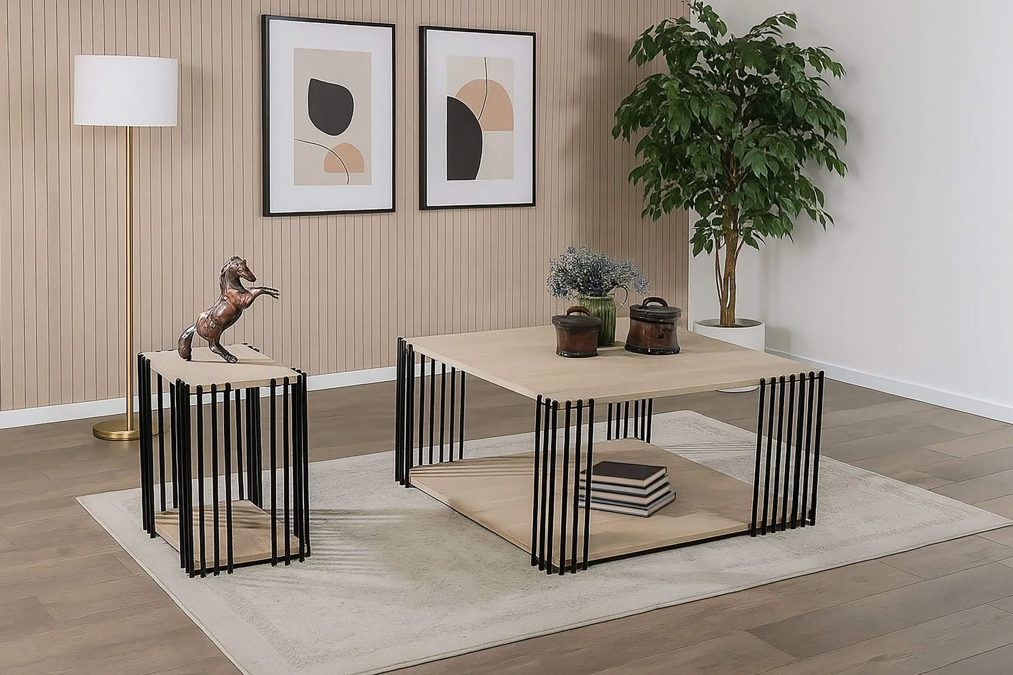 Vertex - Rectangular 3 Piece Occasional Set (1 Coffee & 2 End Tables) - Brown / Black - Image 2
