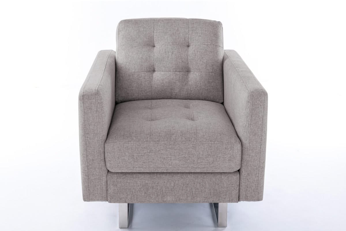 Victoria - Fabric Armchair With Metal Legs, Side Pockets, And Pillow - Image 3
