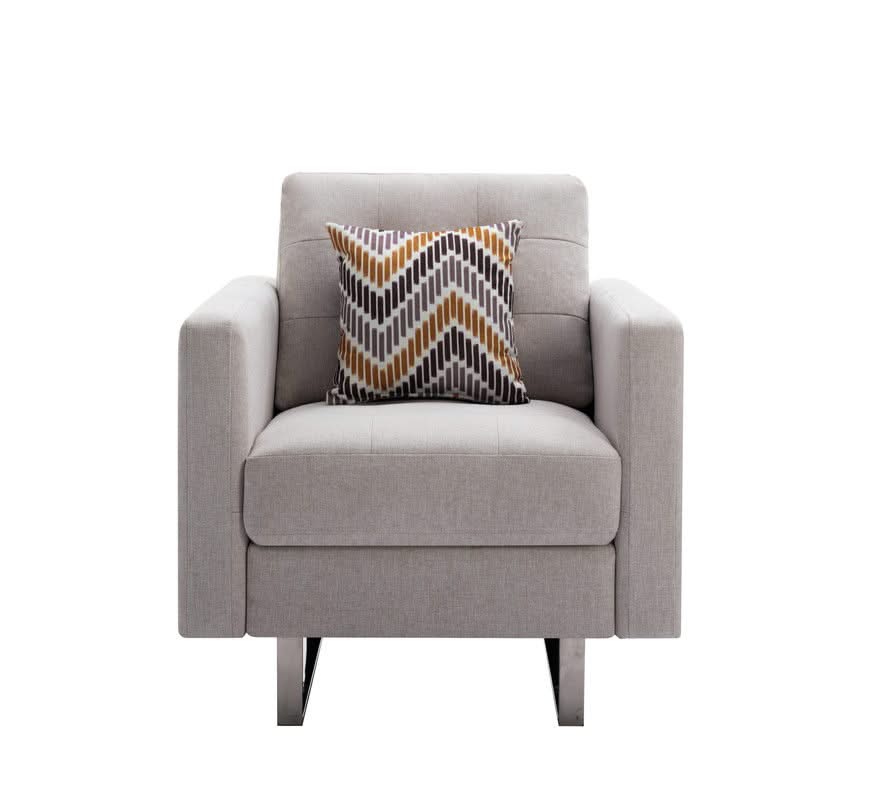Victoria - Fabric Armchair With Metal Legs, Side Pockets, And Pillow - Image 4