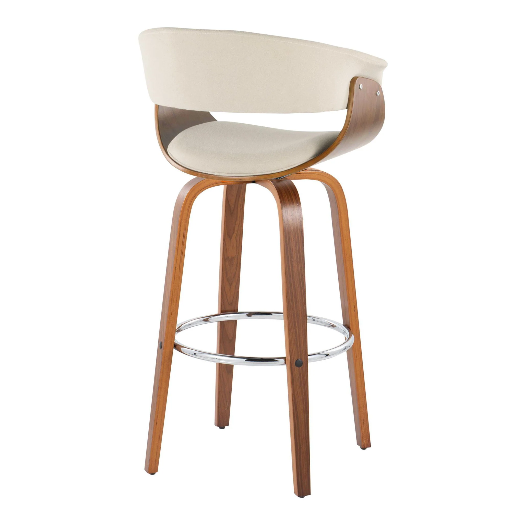 Vintage Mod - Mid Century Modern Fixed Height Barstool With Swivel With Round Footrest (Set of 2) - Image 10