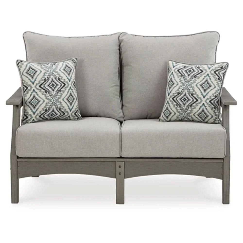 Visola Gray Outdoor Living Room Sofa and Loveseat Set with Nuvella Fabric - Image 6