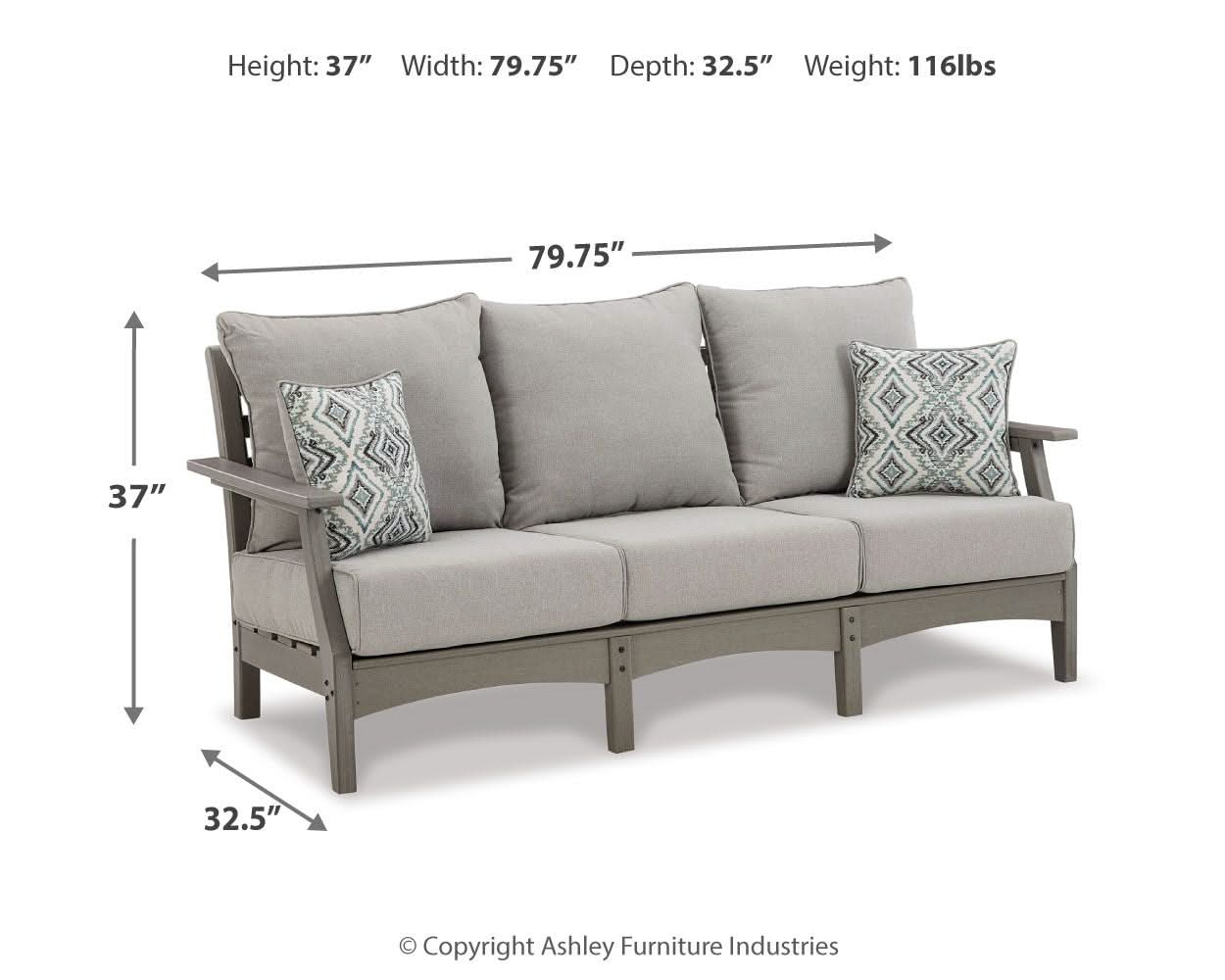 Visola - Sofa with Cushion - Gray - Image 4