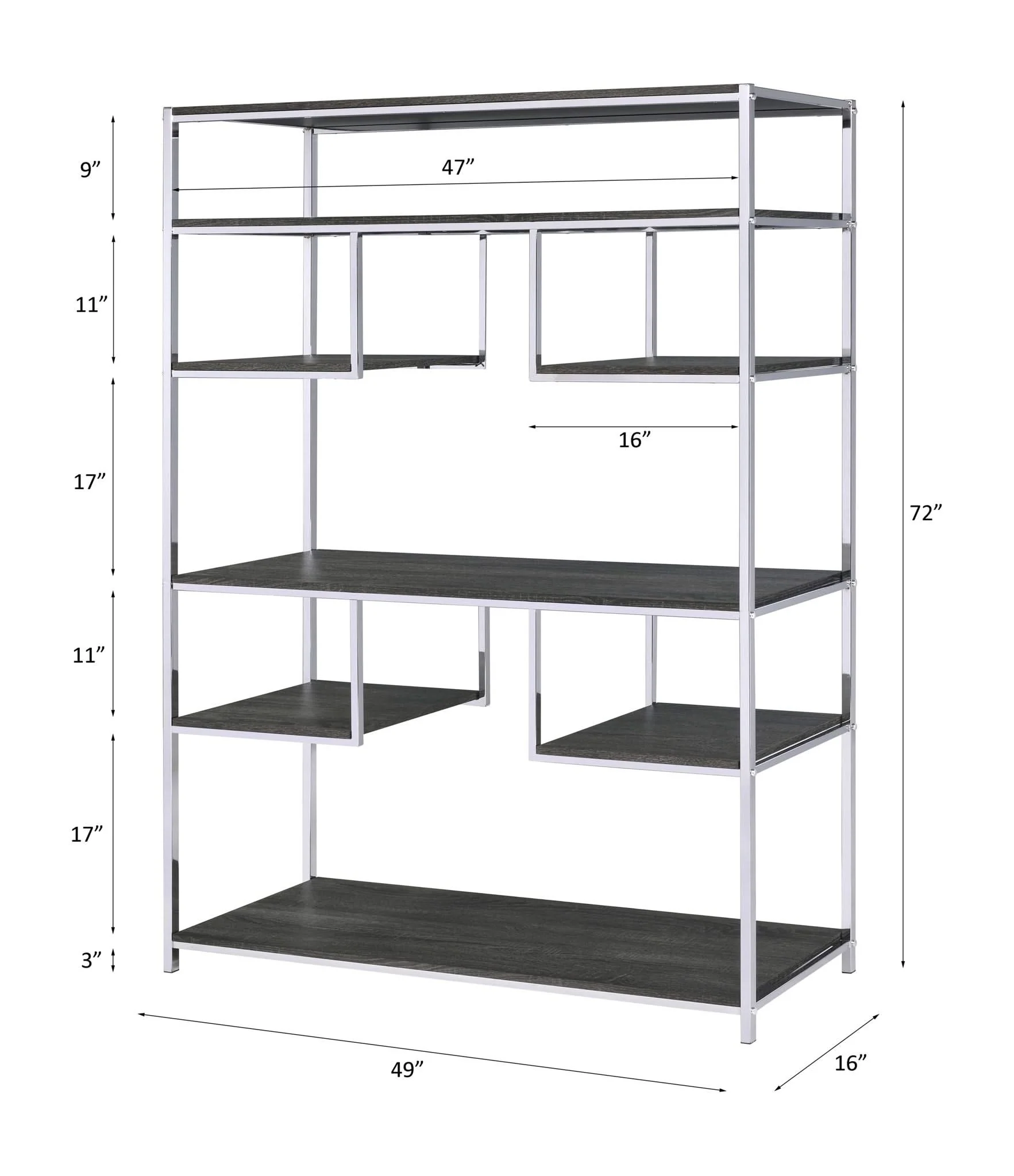 Vonara - Bookshelf - Chrome / Gray / Oak - Image 2