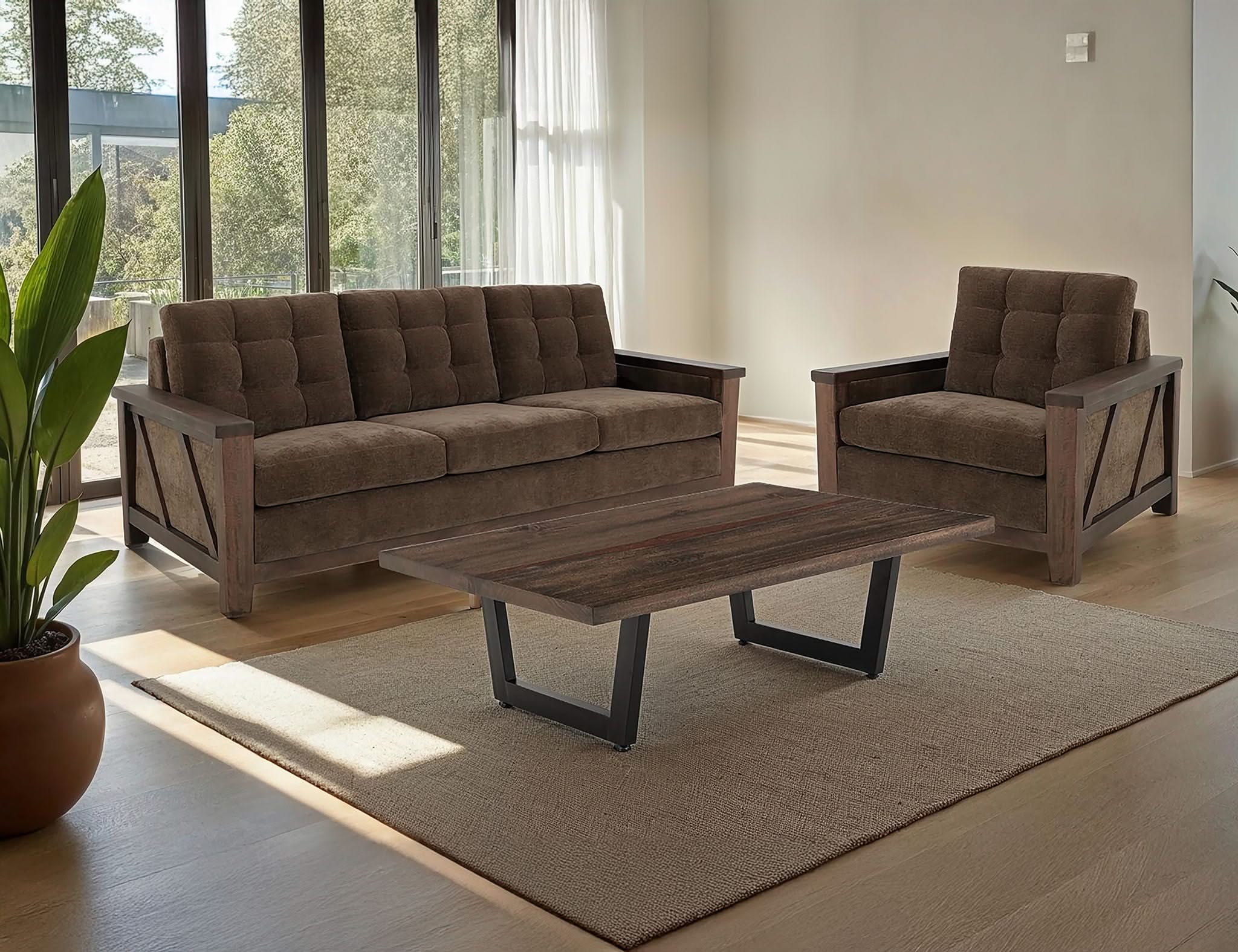 Walnut - Upholstered Sofa - Deep Forest Brown - Image 3