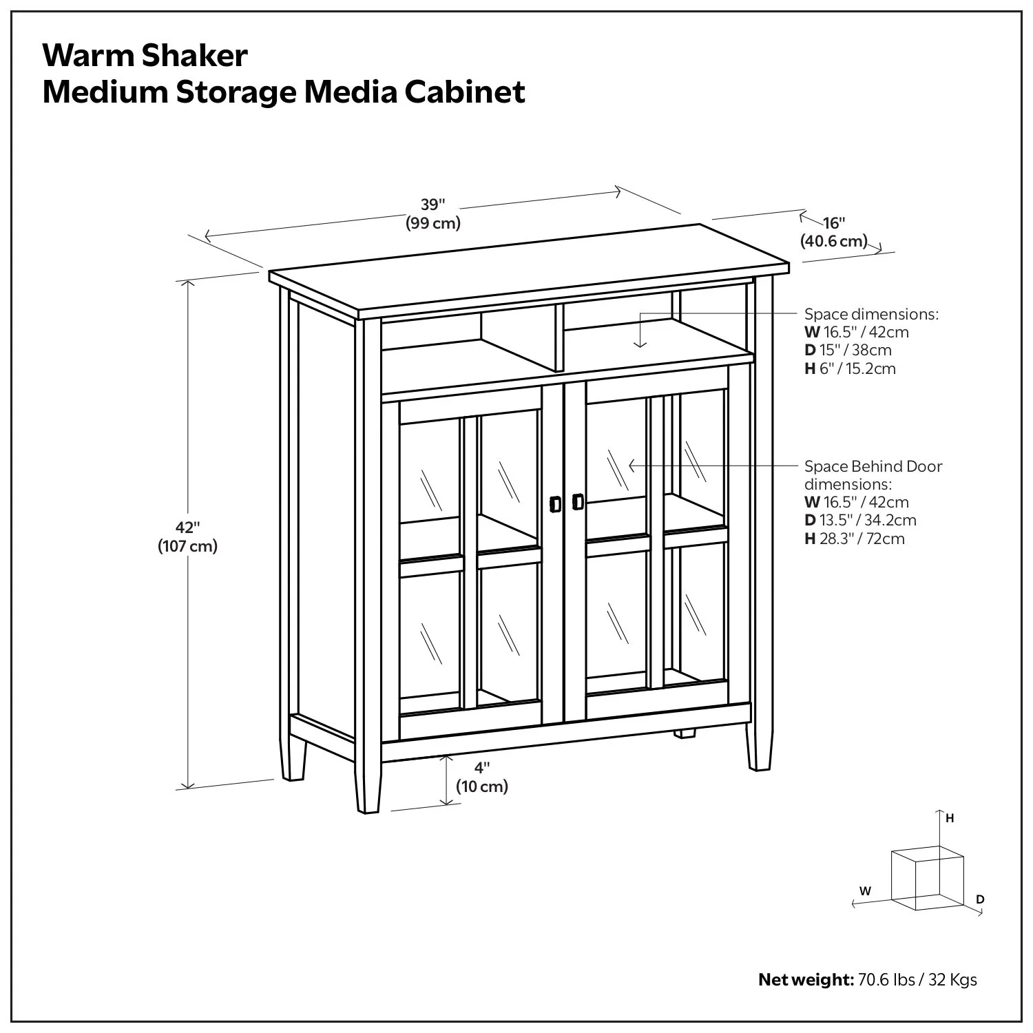 Warm Shaker - Handcrafted Medium Storage Media Cabinet - Image 3