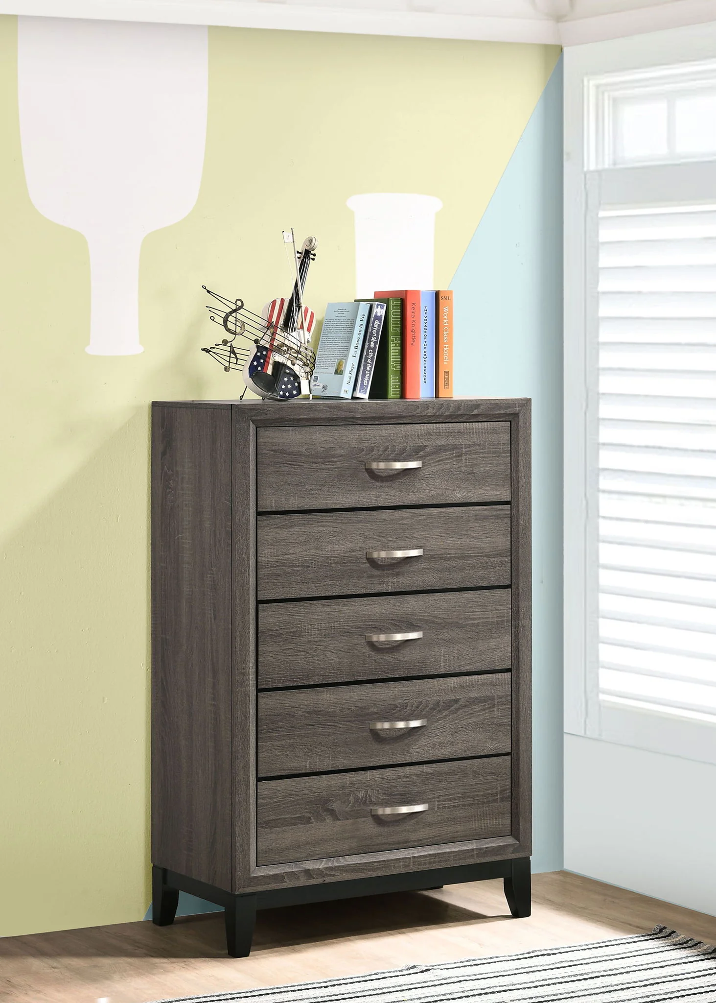 Watson 5-drawer Bedroom Chest Grey Oak - Image 2