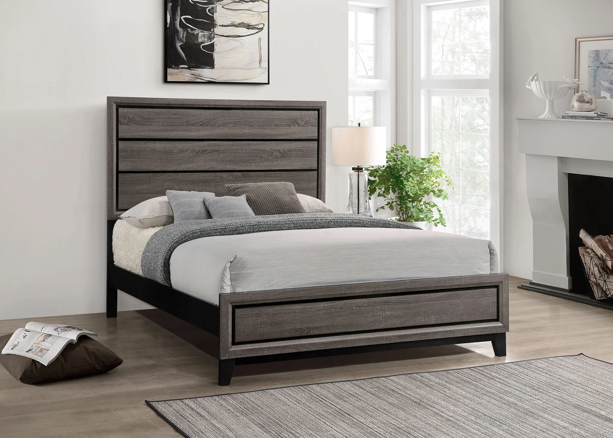 Watson Wood Queen Panel Bed Grey Oak - Image 3