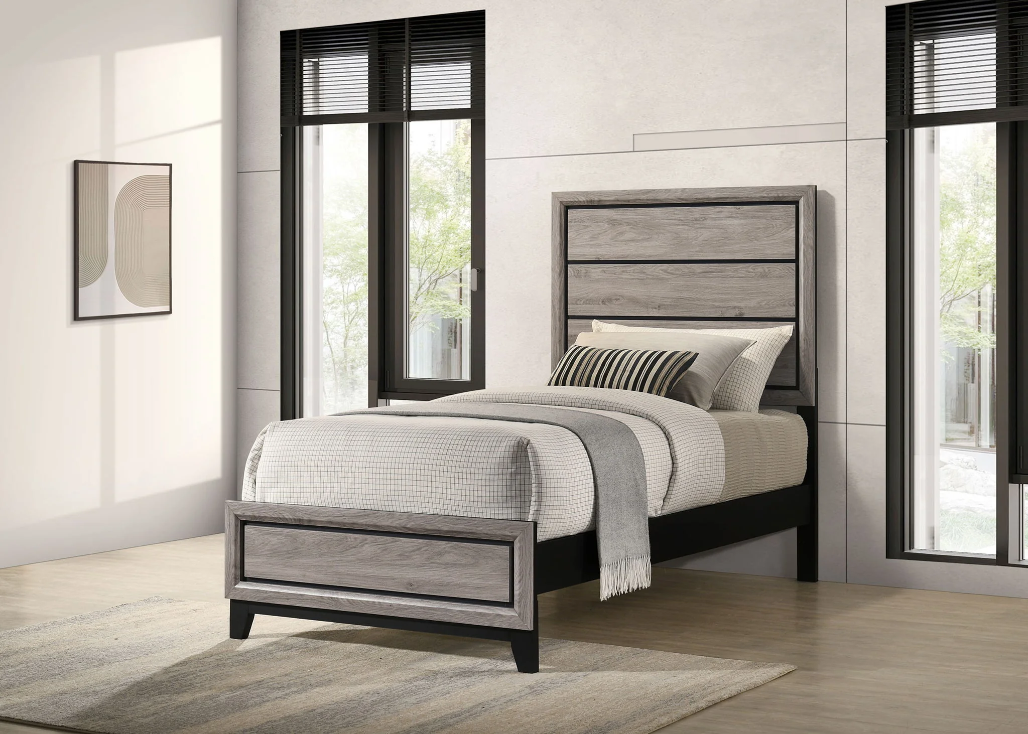 Watson Wood Twin Panel Bed Light Taupe - Image 2