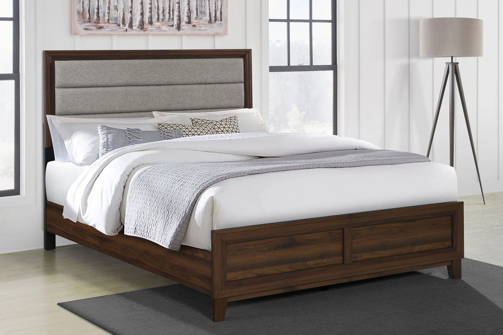 Welsley 50-inch Upholstered California King Bed Walnut - Image 3