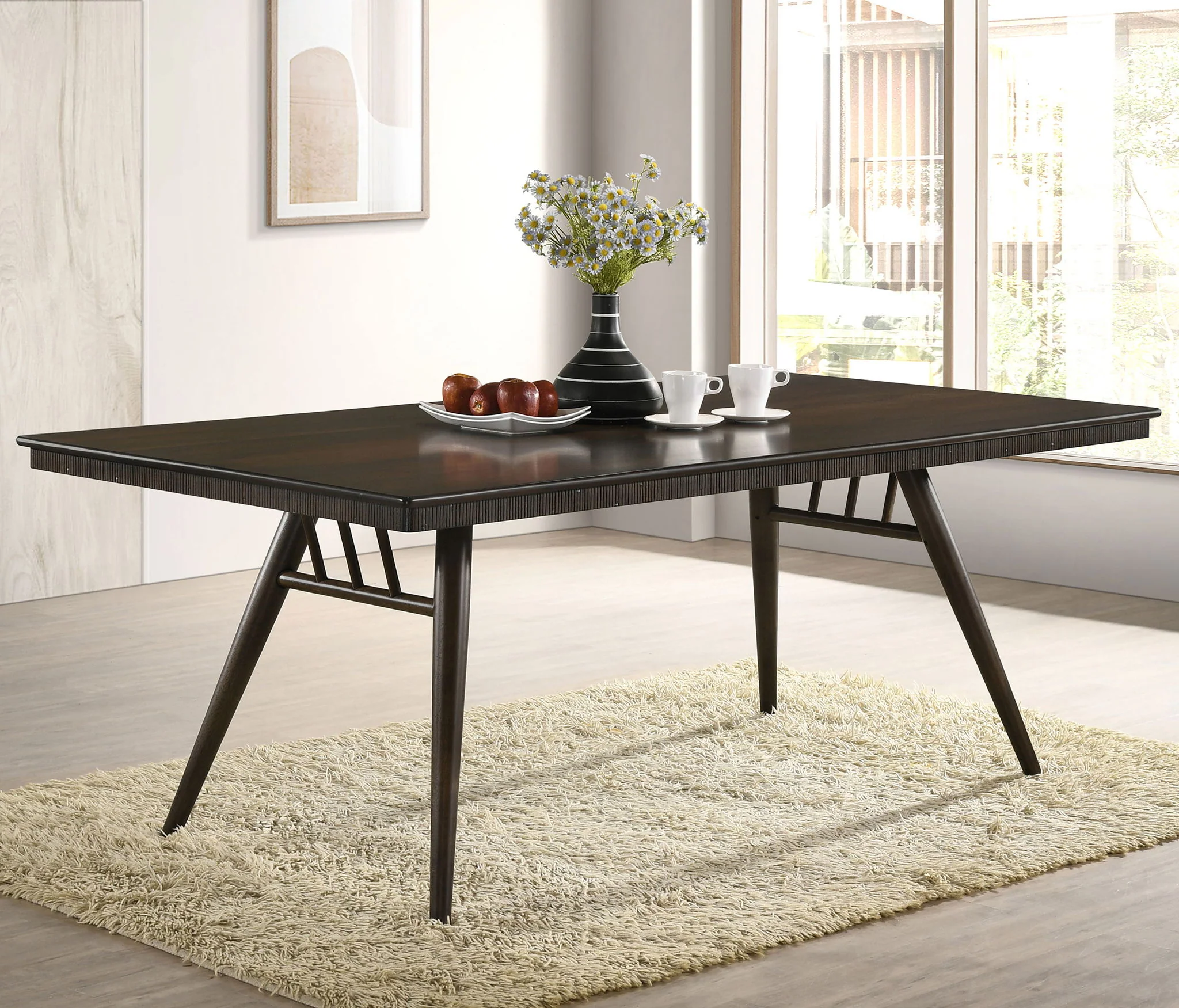 Wes Rectangular 80-inch Wood Dining Table Dark Walnut - Image 2
