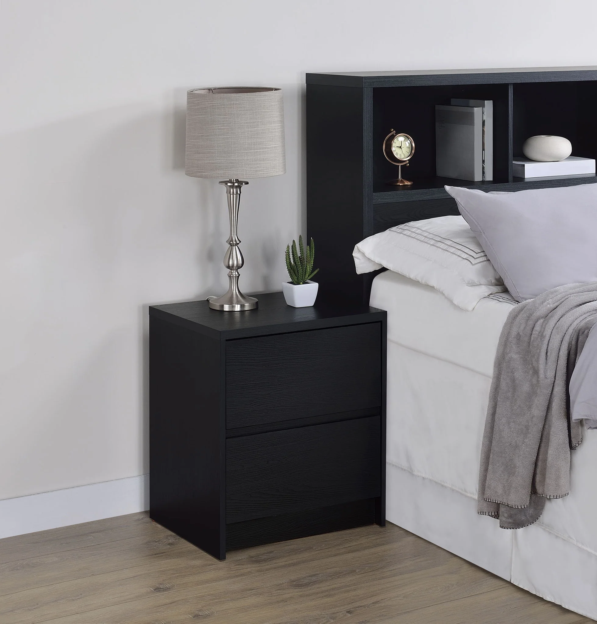 Westpark 2-drawer Nightstand LED Lights and USB Black - Image 2