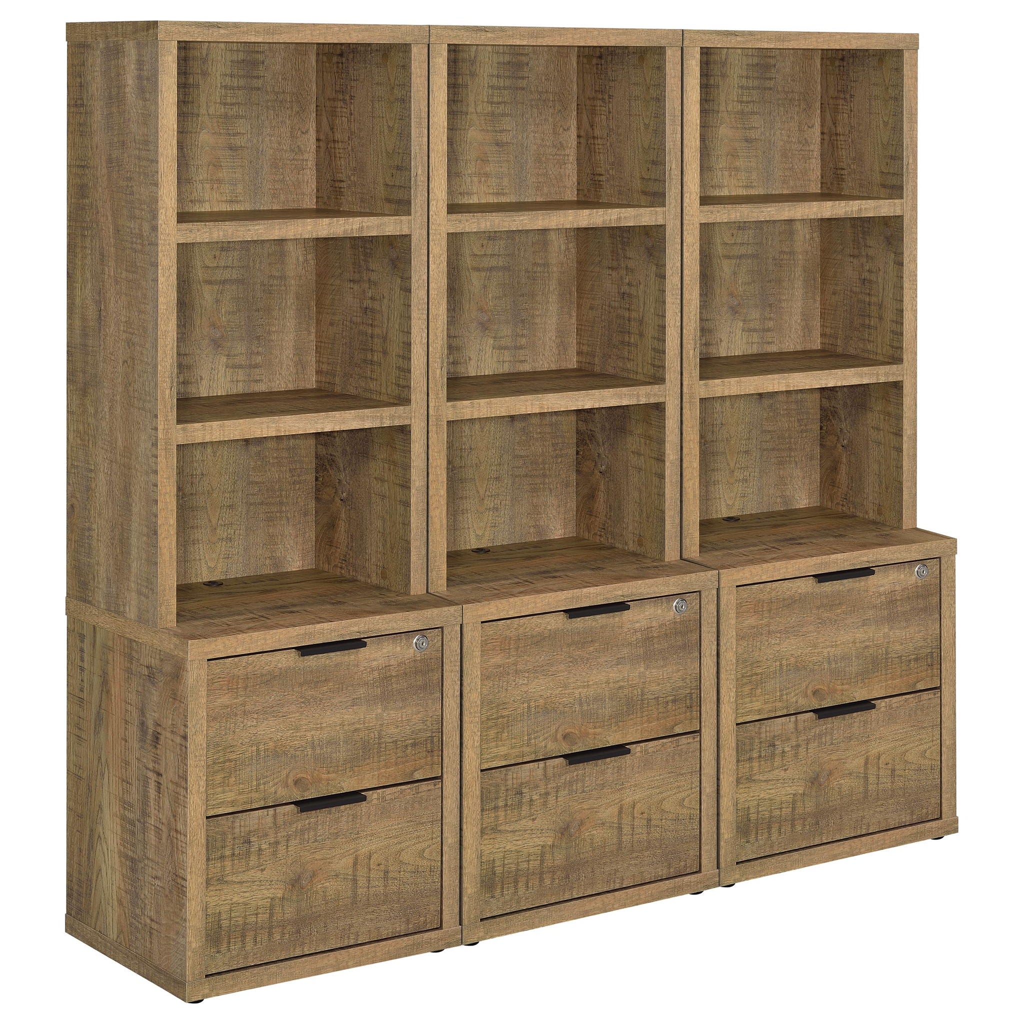 Westpark 3-piece Wall Unit Bookcase Set with USB Mango - Image 4
