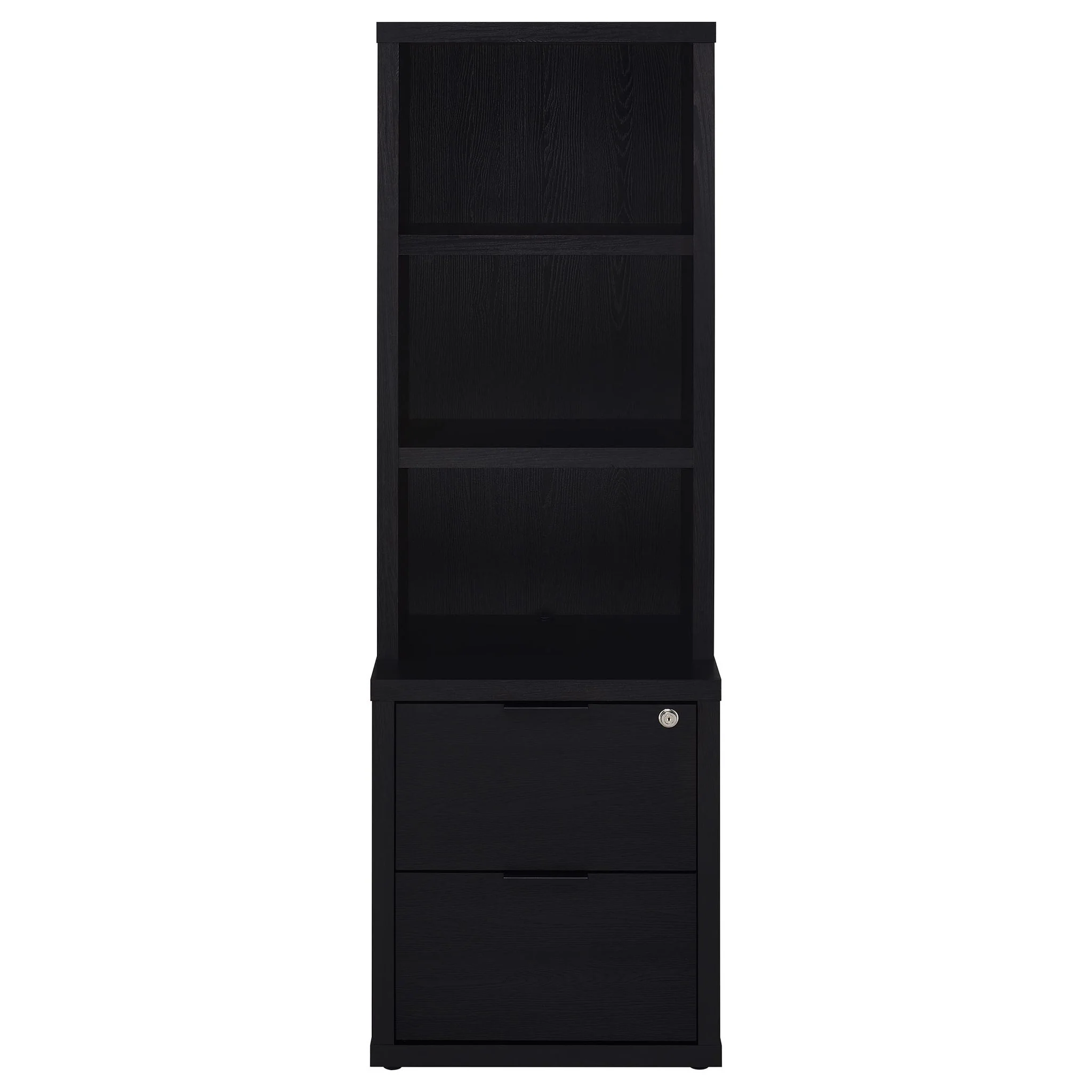 Westpark 3-shelf Bookcase USB and Lockable Drawer Black - Image 2