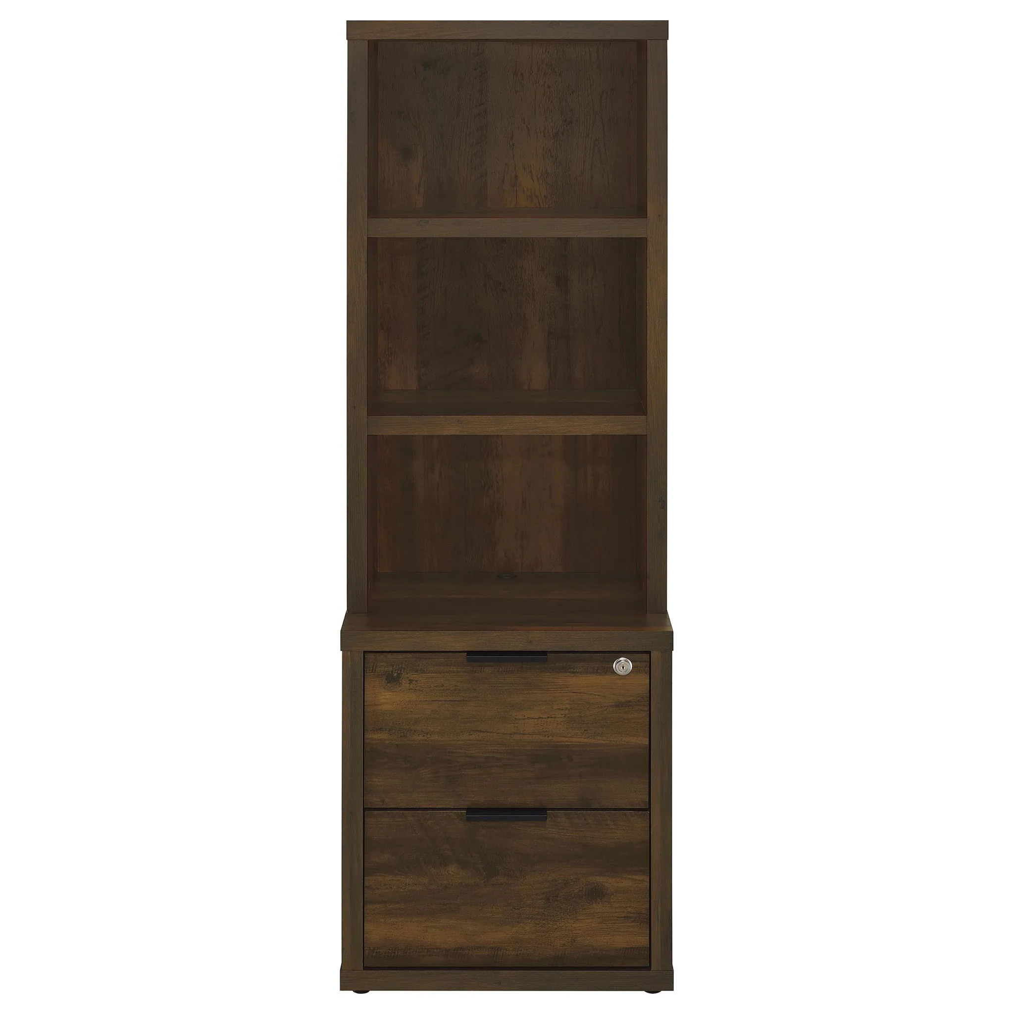 Westpark 3-shelf Bookcase USB and Lockable Drawer Dark Pine - Image 4