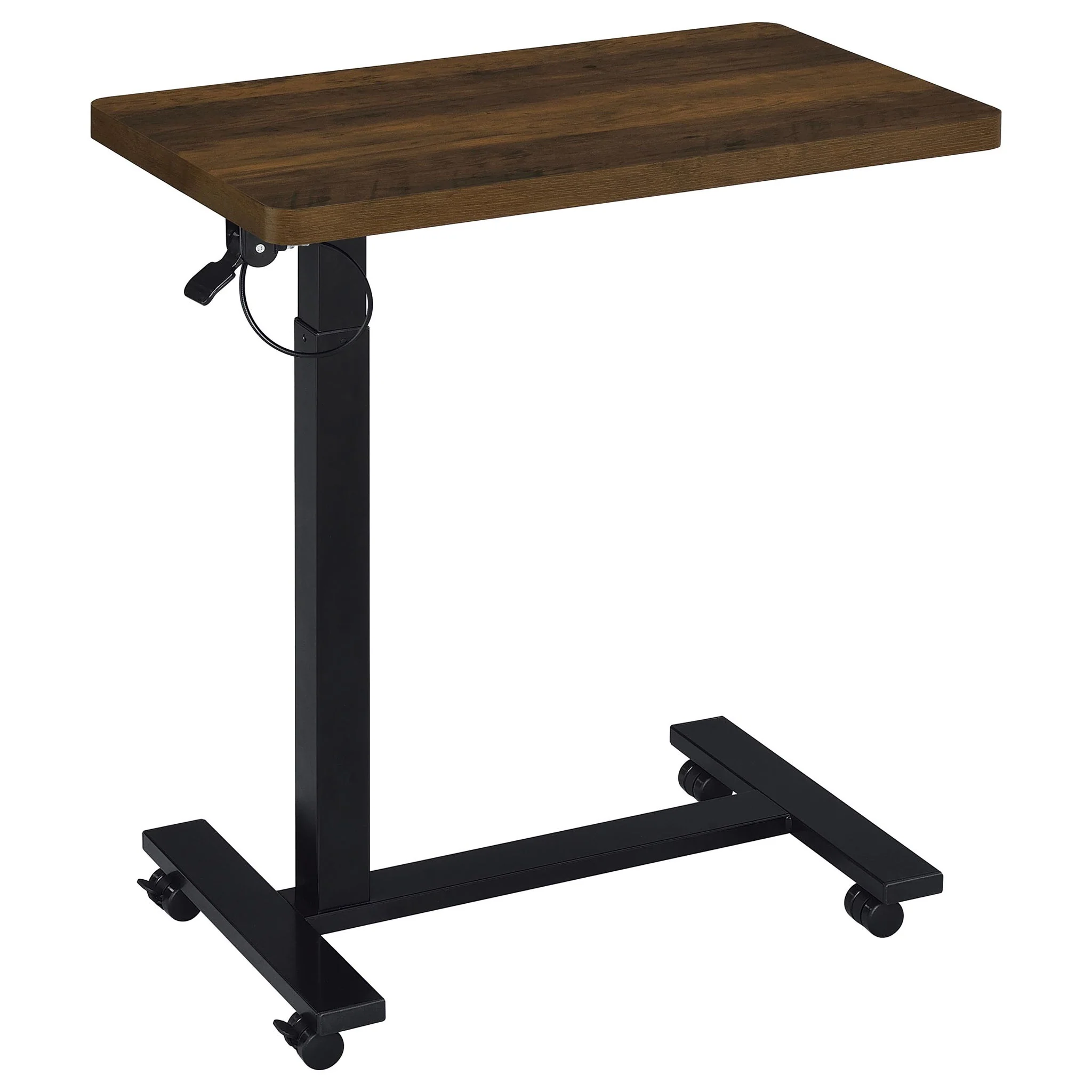 Westpark Pneumatic Adjustable C-Shape Side Table with Casters Dark Pine - Image 4