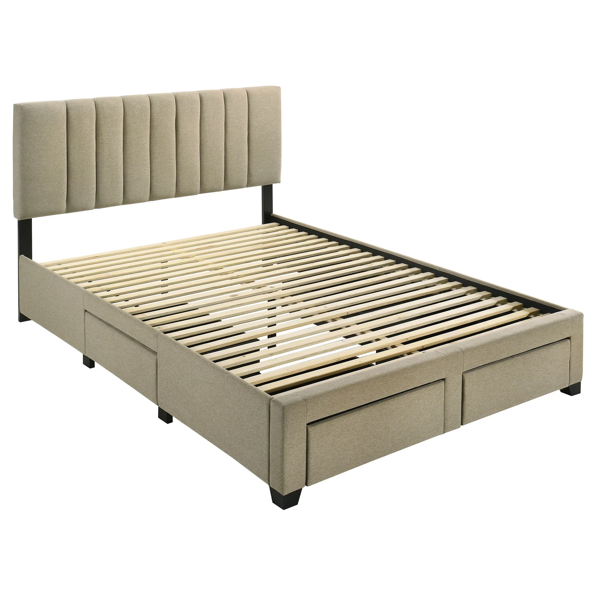 Wheatland 4-drawer Upholstered Queen Storage Bed Light Brown - Image 2