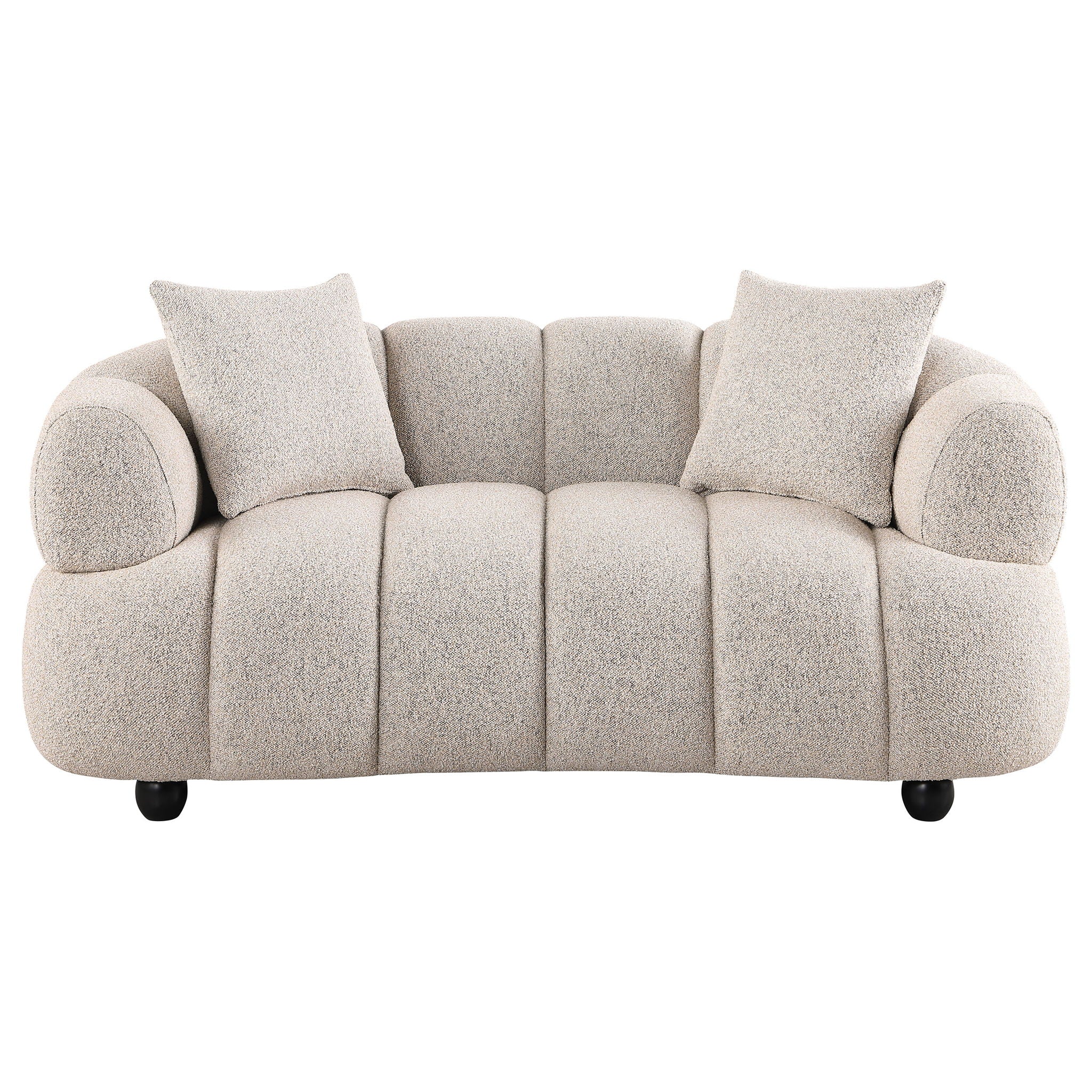 Whitney Contemporary Channel Tufted Woven Fabric Upholstered Loveseat - Image 3