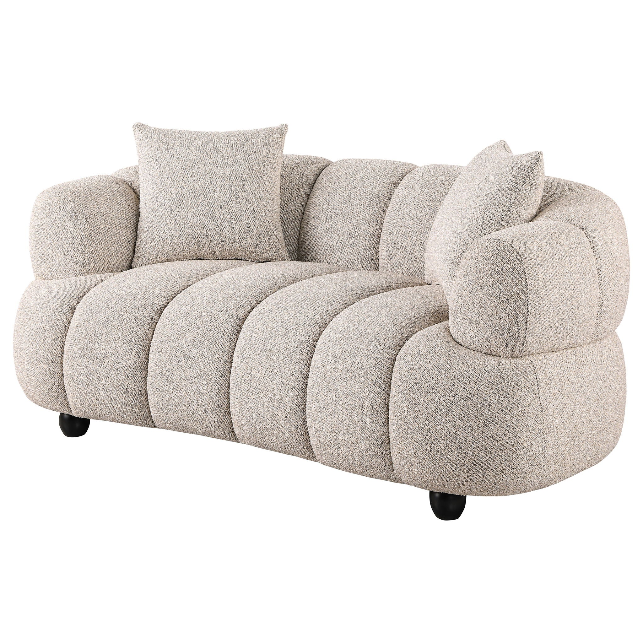 Whitney Contemporary Channel Tufted Woven Fabric Upholstered Loveseat - Image 4