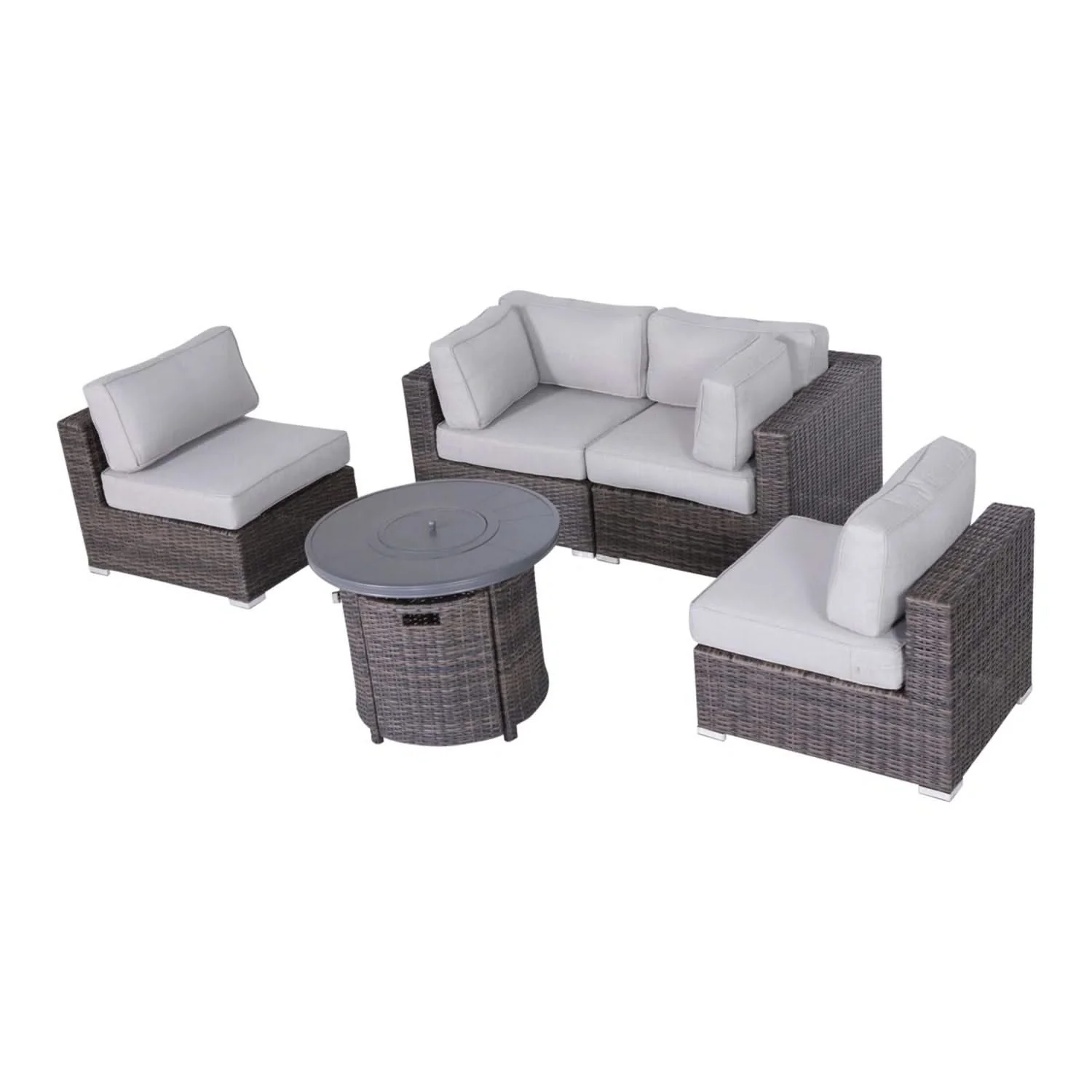 Wicker Outdoor Lounge Set With Cushions And Fire Pit - Image 17