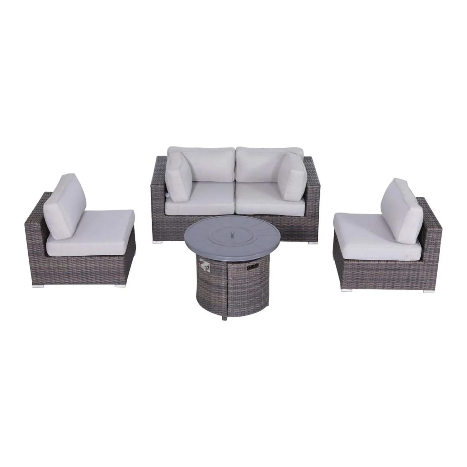 Wicker Outdoor Lounge Set With Cushions And Fire Pit - Image 18