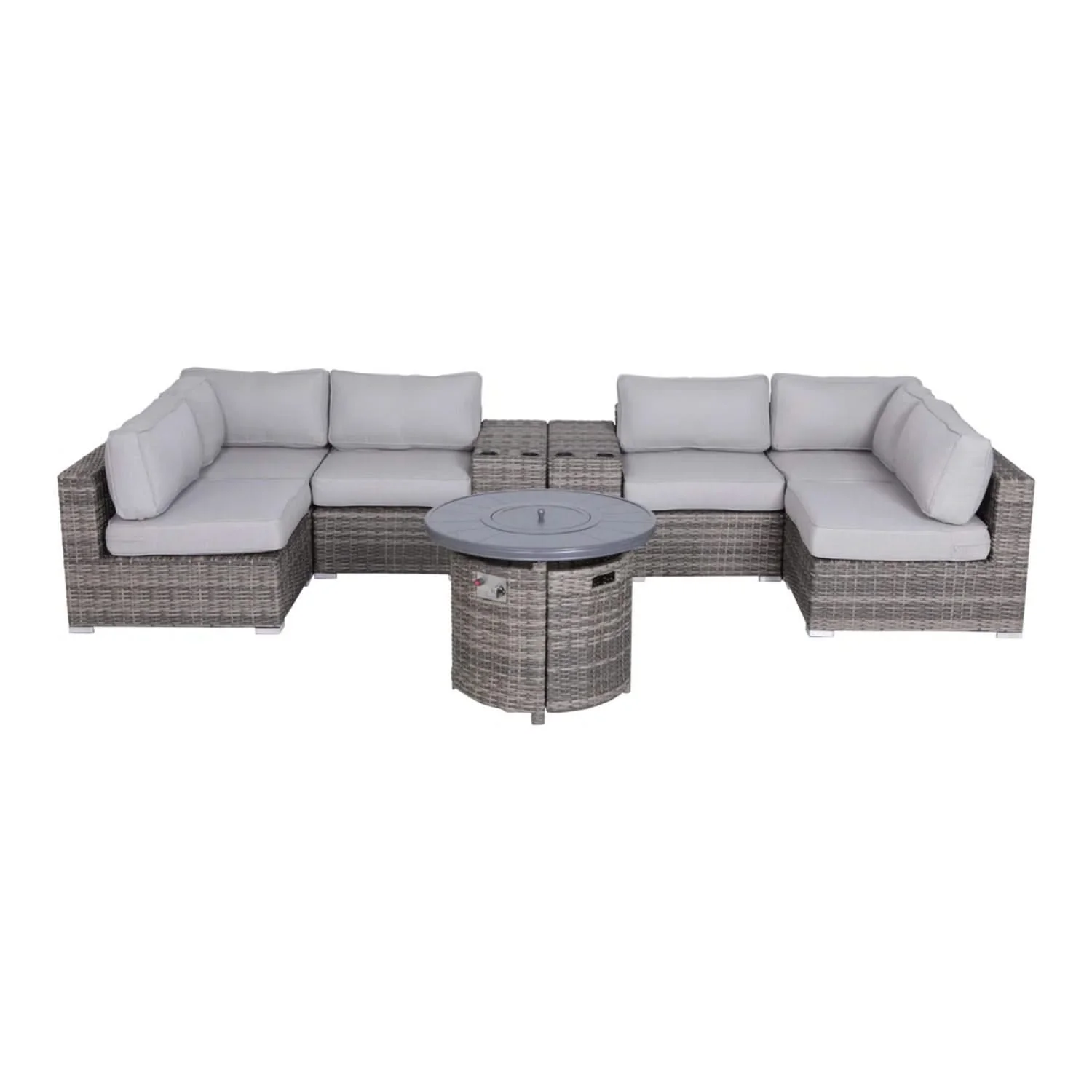 Wicker Outdoor Lounge Set With Cushions And Fire Pit - Image 2
