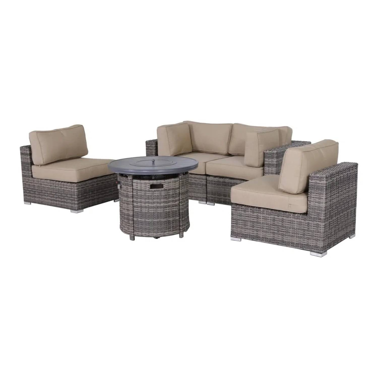 Wicker Outdoor Lounge Set With Cushions And Fire Pit - Image 5