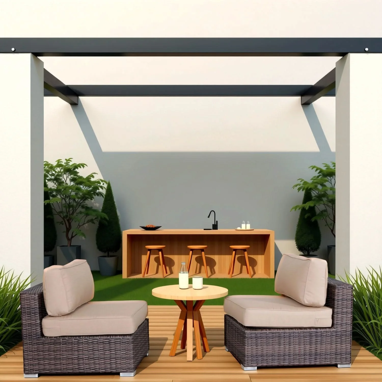 Wide Armless Outdoor Chairs With Cushions (Set of 2) - Image 10