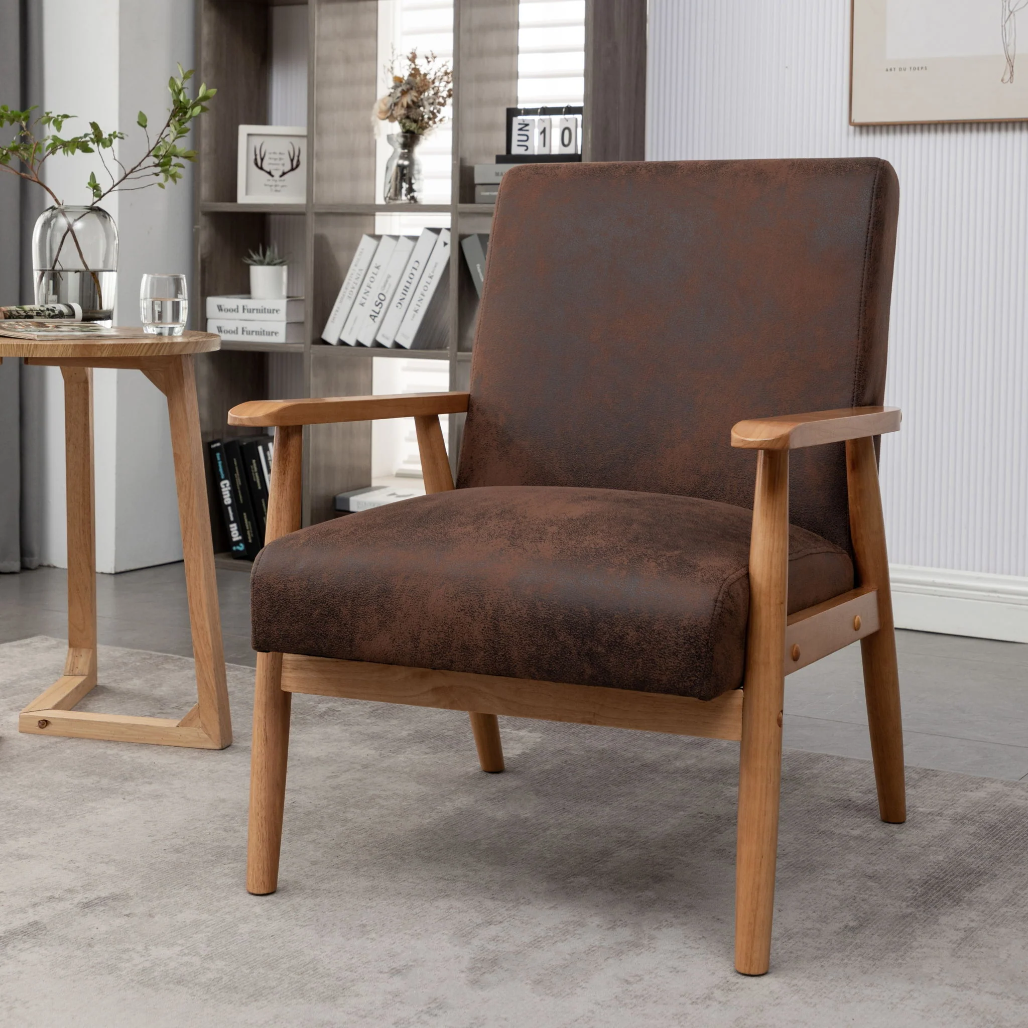 Wide Arm Chair - Brown - Image 2