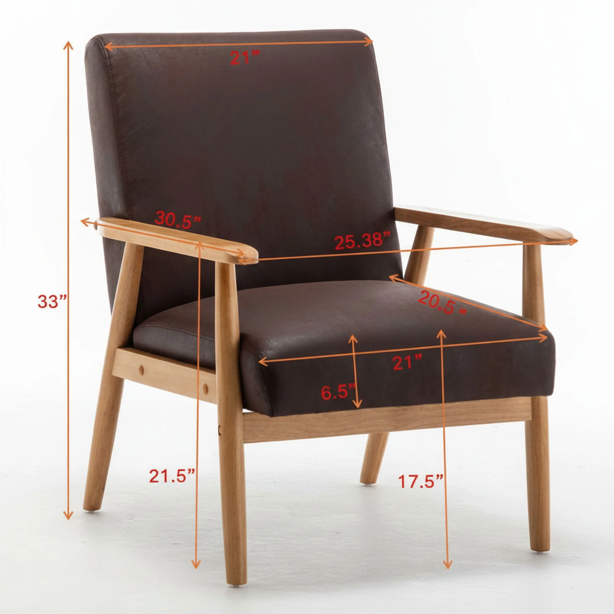 Wide Arm Chair - Light Brown - Image 4
