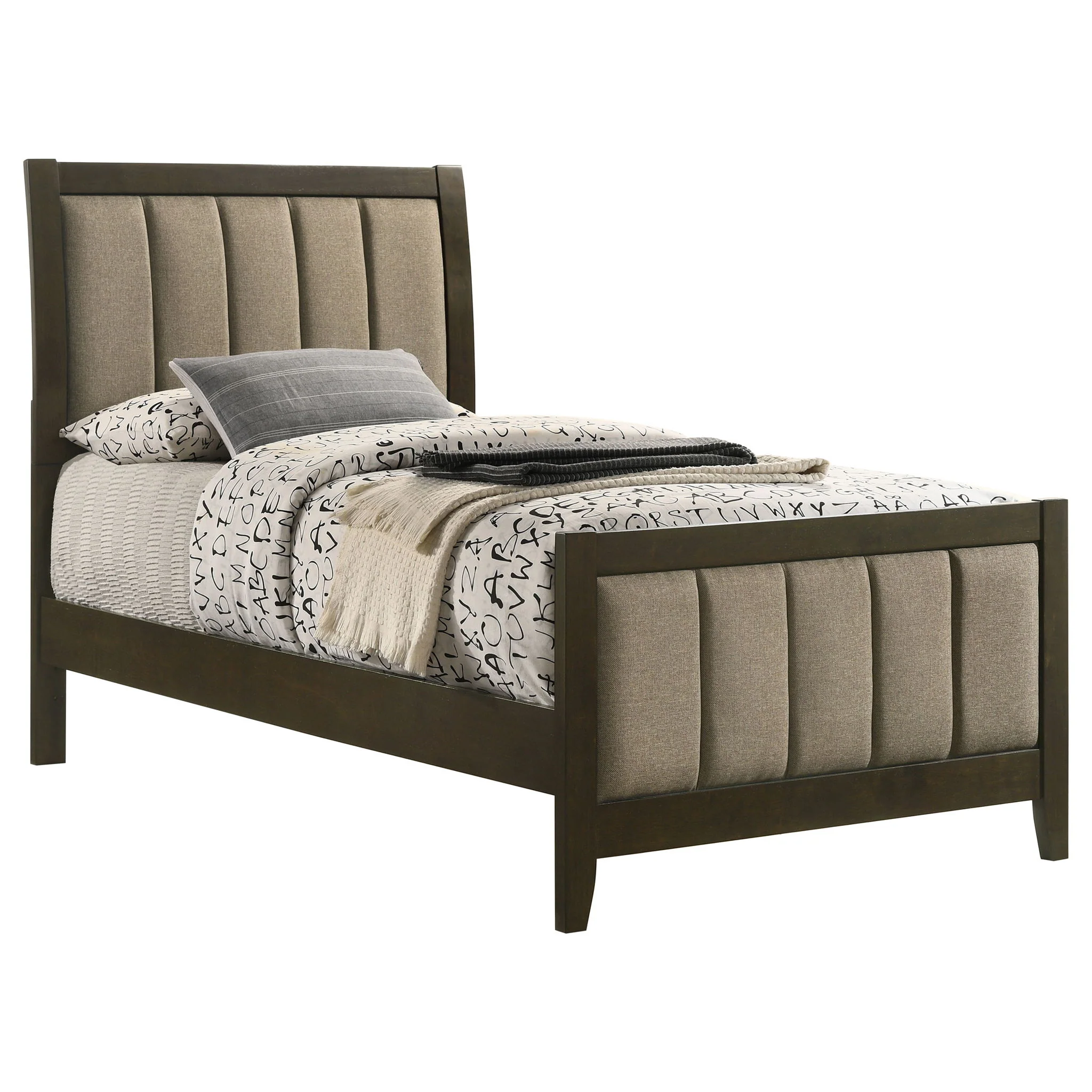 Wilkes 51-inch Upholstered Twin Bed Dark Cocoa - Image 2