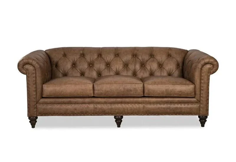 Winslow Brown Rustic Vintage Leather Living Room Set with Sofa, Loveseat and Toss Pillows - Image 2