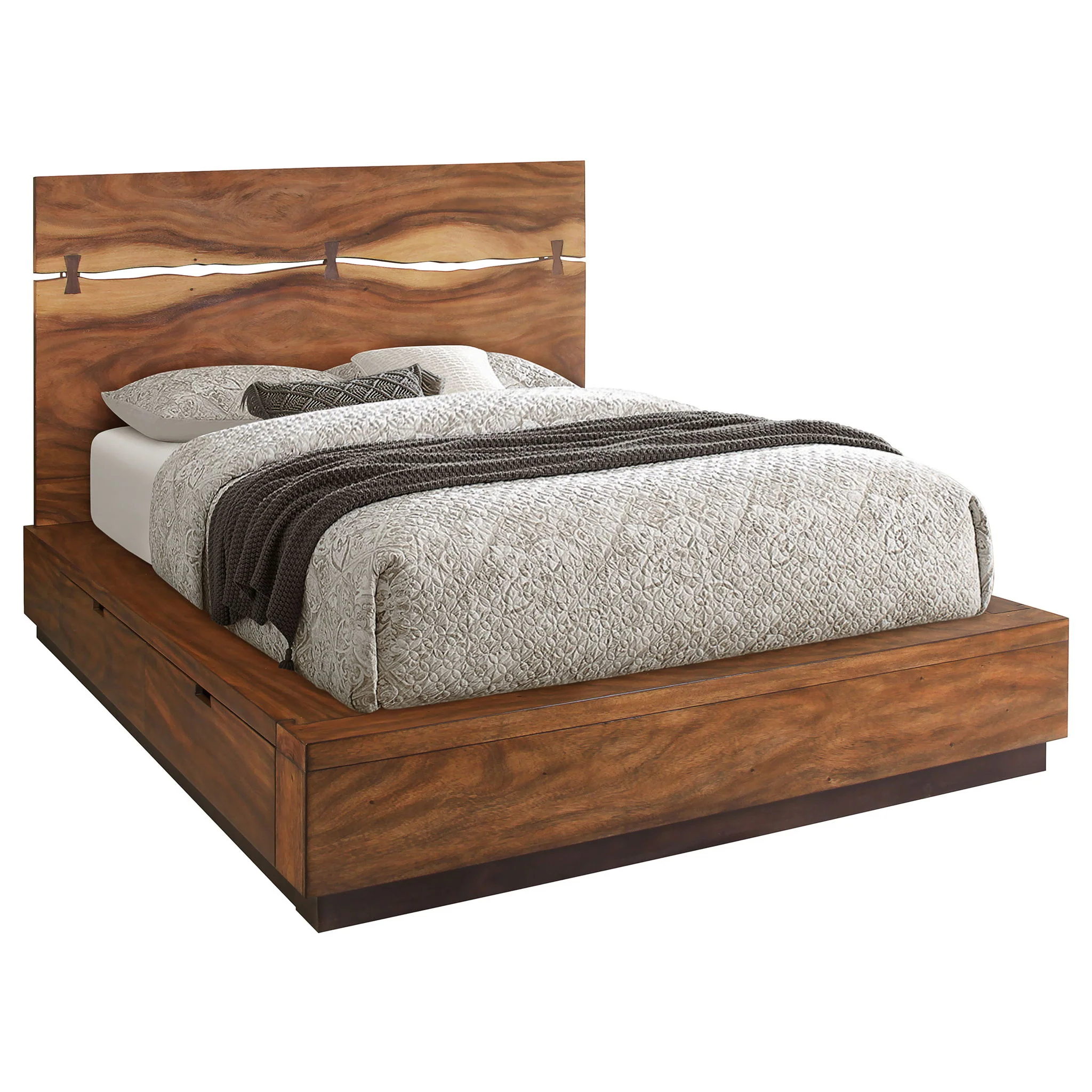 Winslow Wood Eastern King Storage Panel Bed Smokey Walnut - Image 2