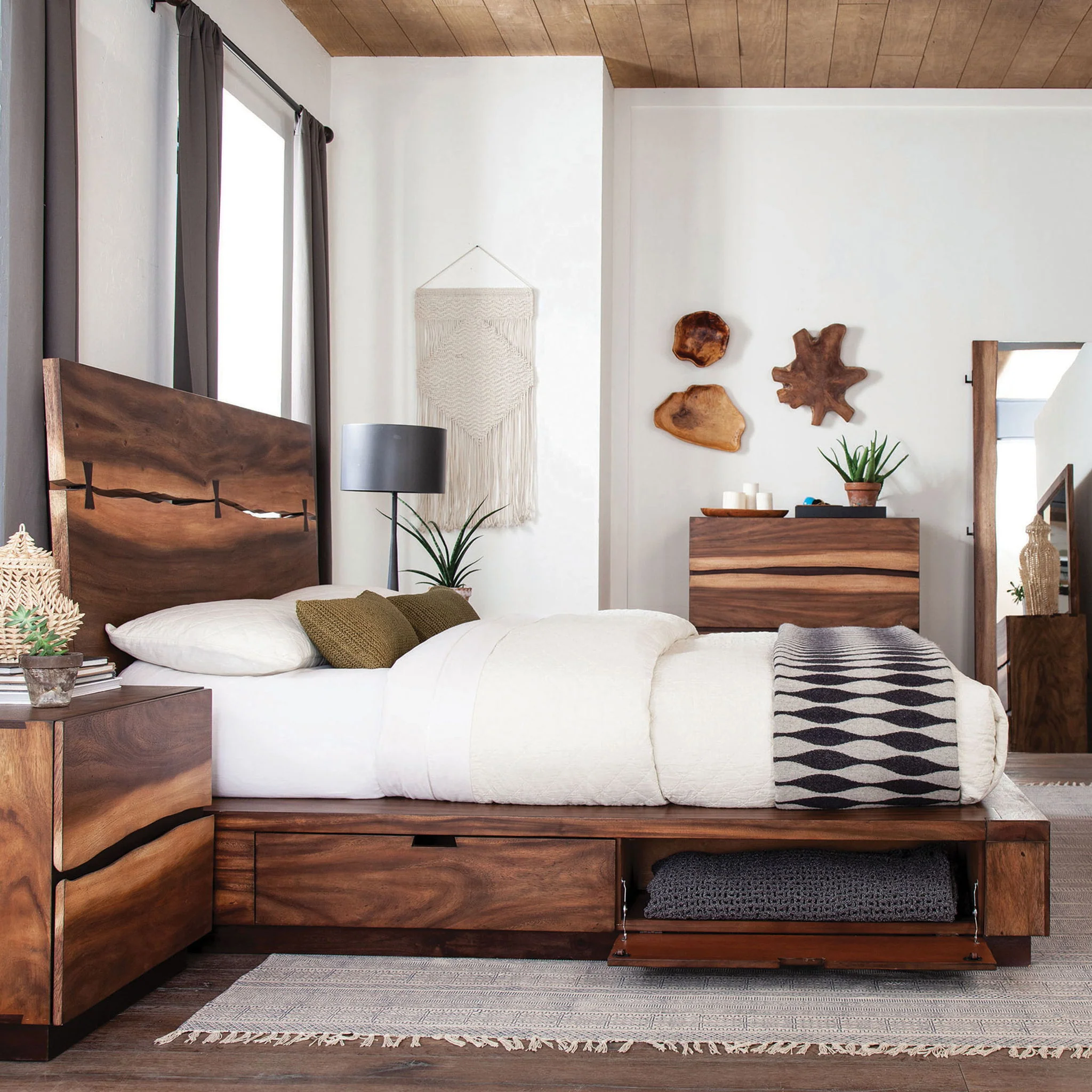 Winslow Wood Eastern King Storage Panel Bed Smokey Walnut - Image 4