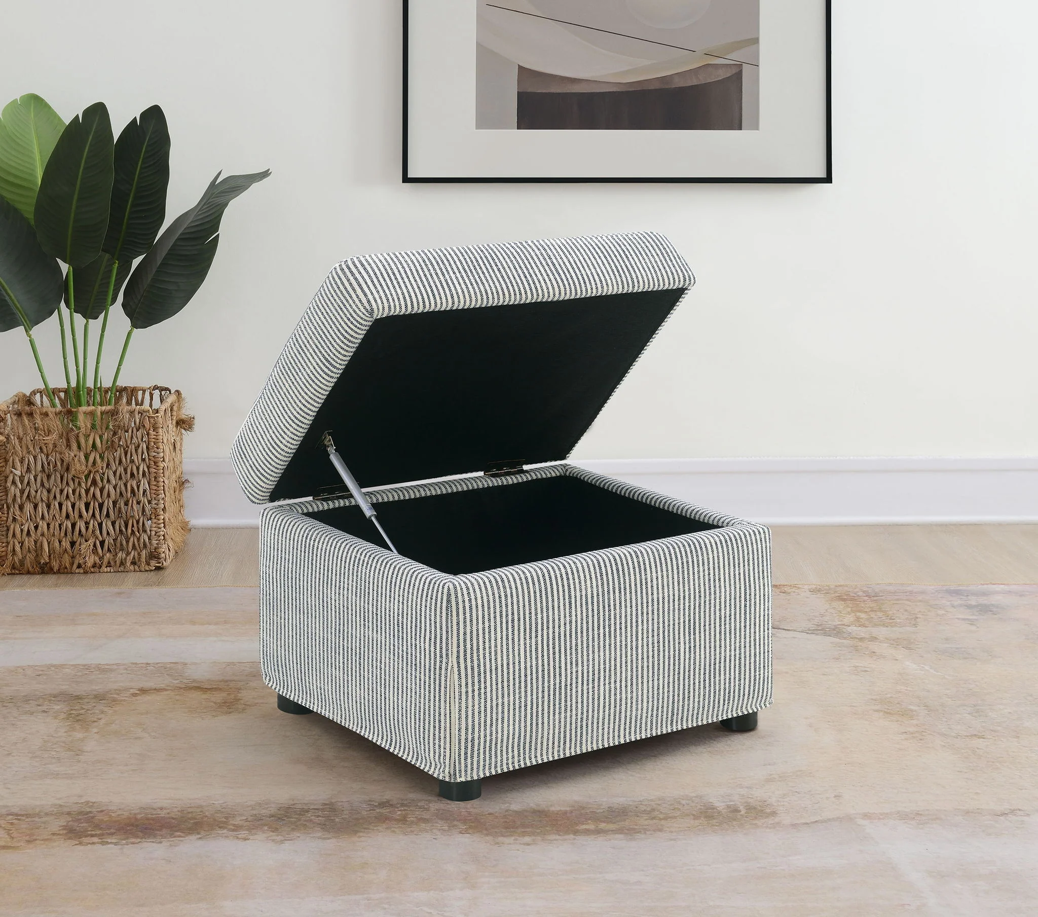 Winter Upholstered Hydraulic Lift Top Storage Ottoman Grey - Image 4