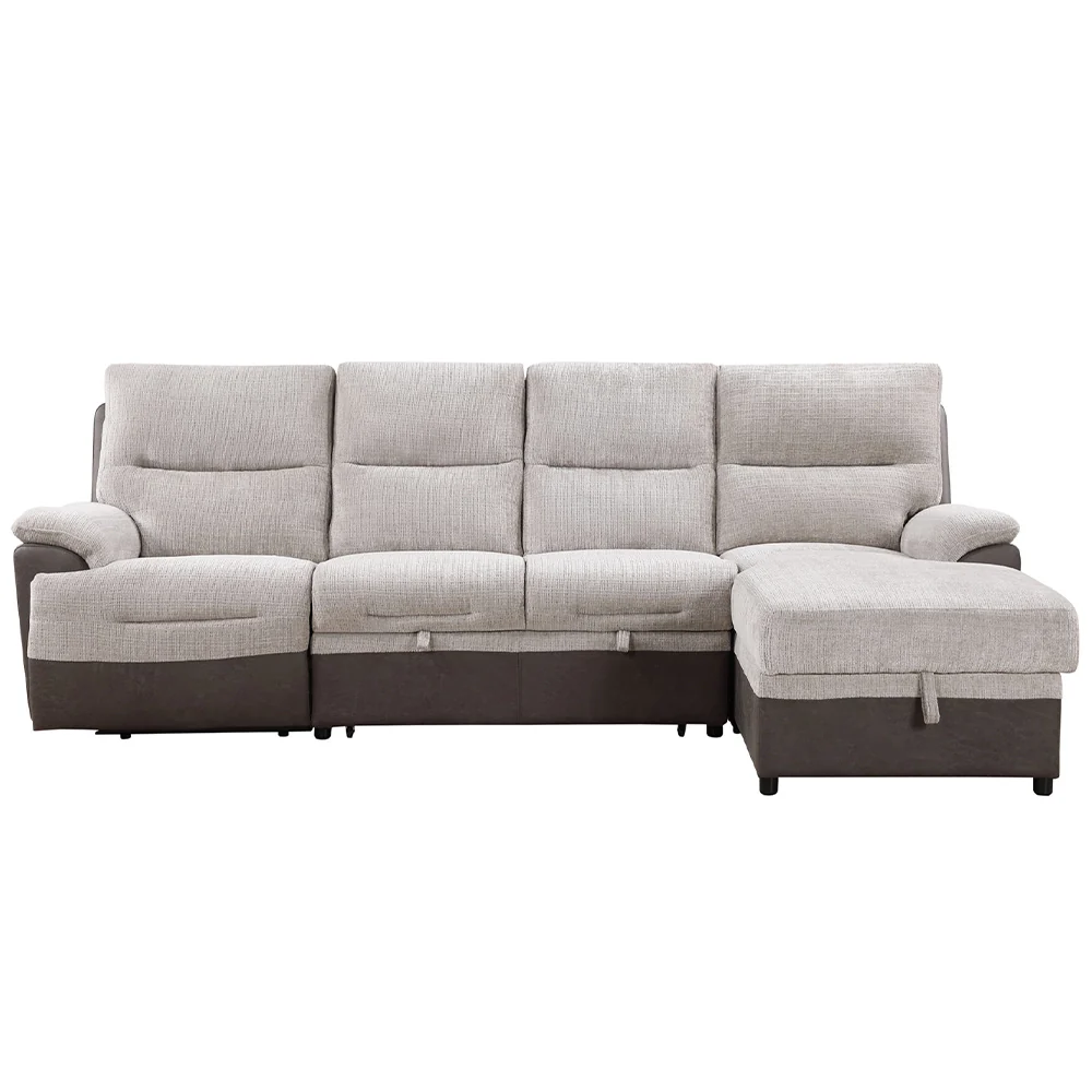 Woodlawn Light Gray 3-Piece Power Reclining Sleeper Sectional with Chaise - Image 3