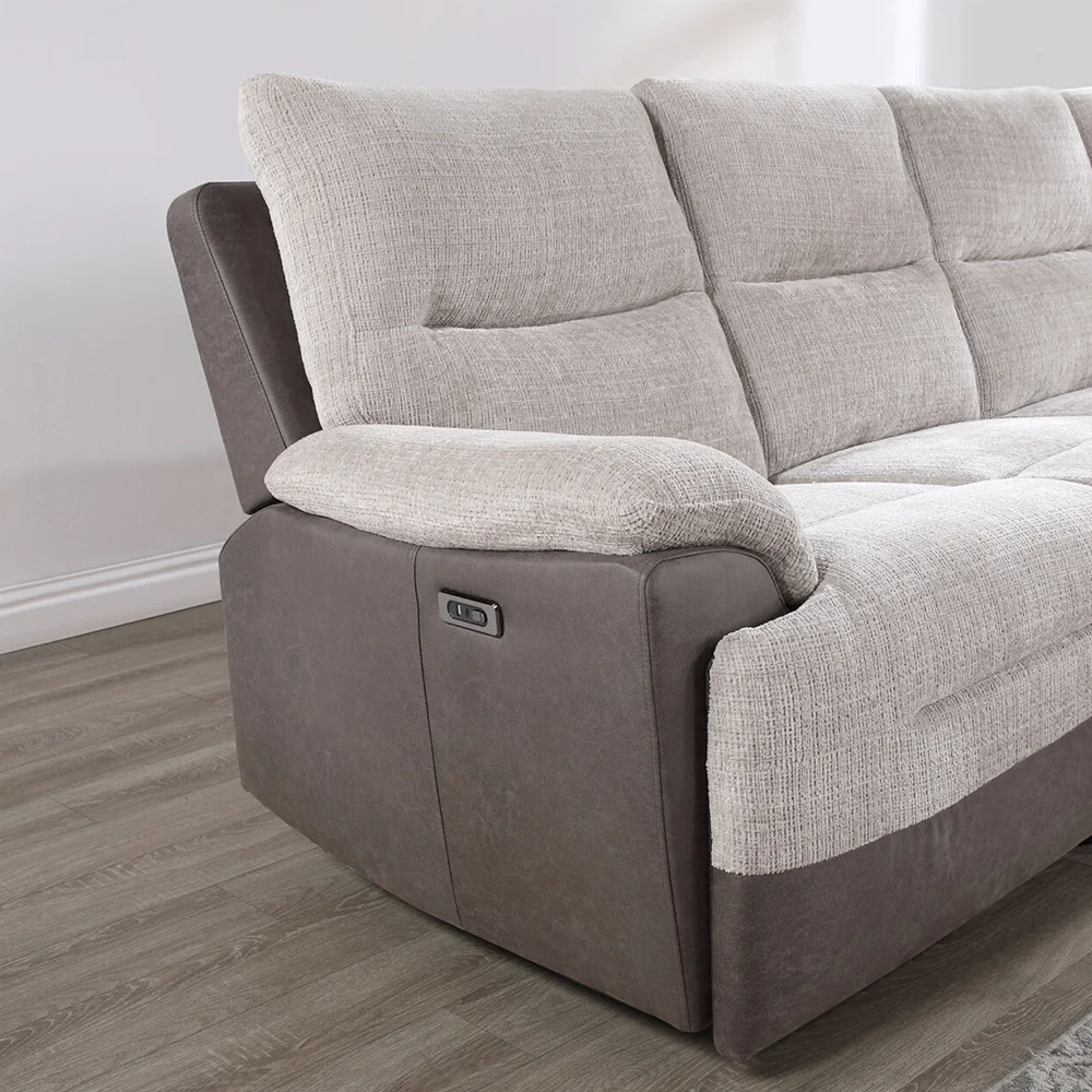 Woodlawn Light Gray 3-Piece Power Reclining Sleeper Sectional with Chaise - Image 4