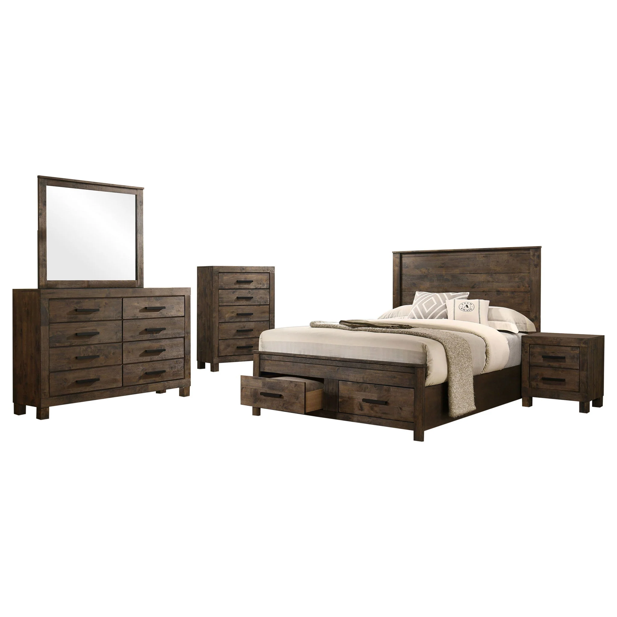 Woodmont 5-piece Queen Bedroom Set Rustic Golden Brown - Image 4