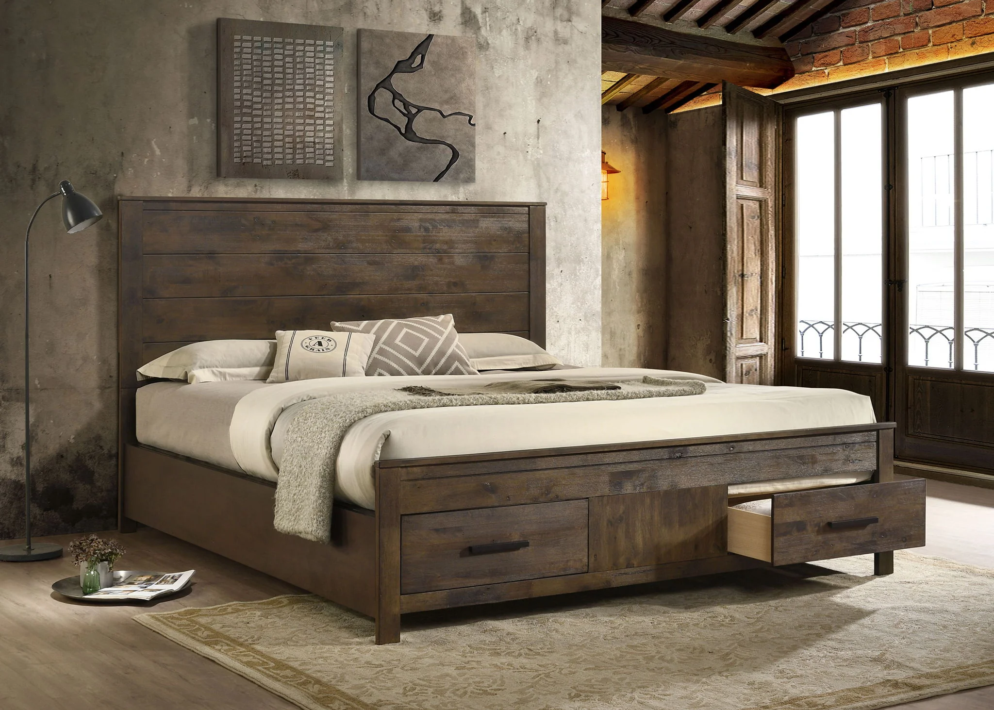 Woodmont California King Storage Bed Rustic Golden Brown - Image 2