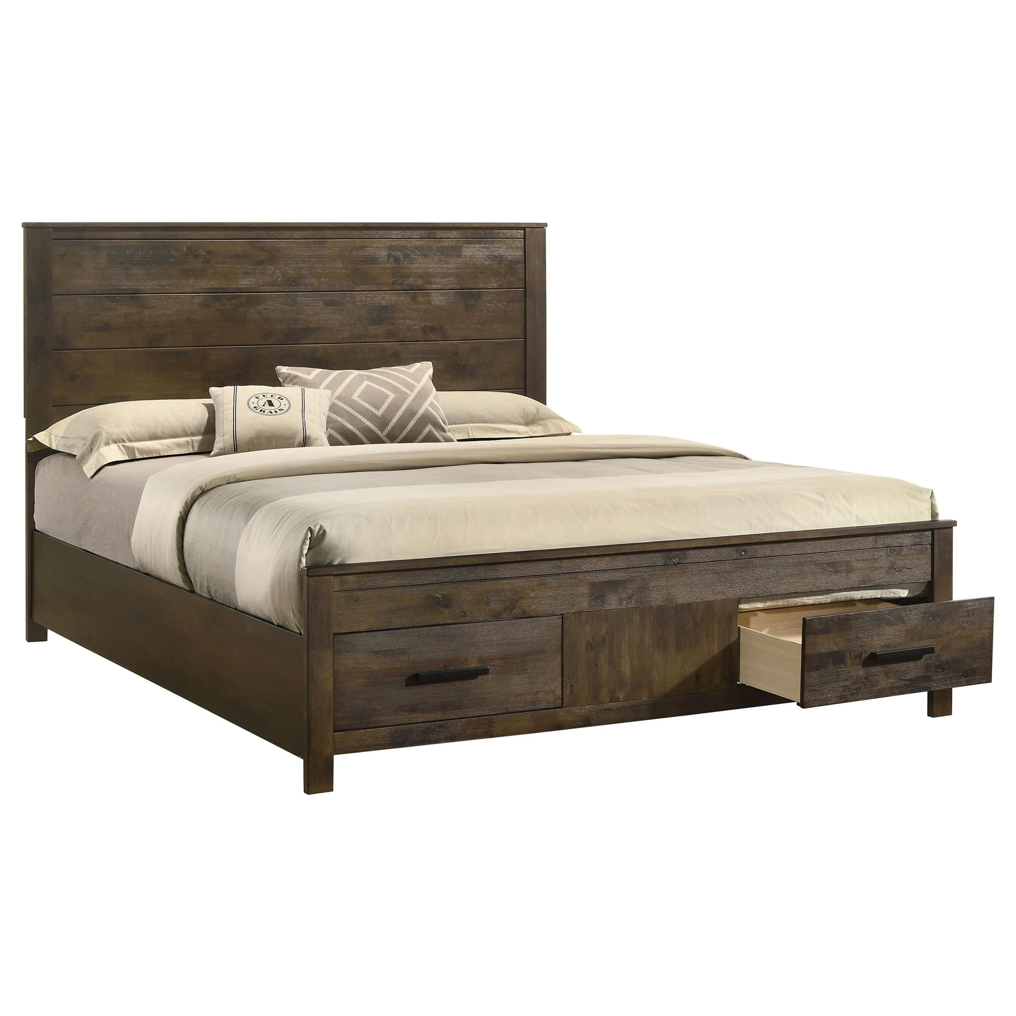 Woodmont Eastern King Storage Bed Rustic Golden Brown - Image 4