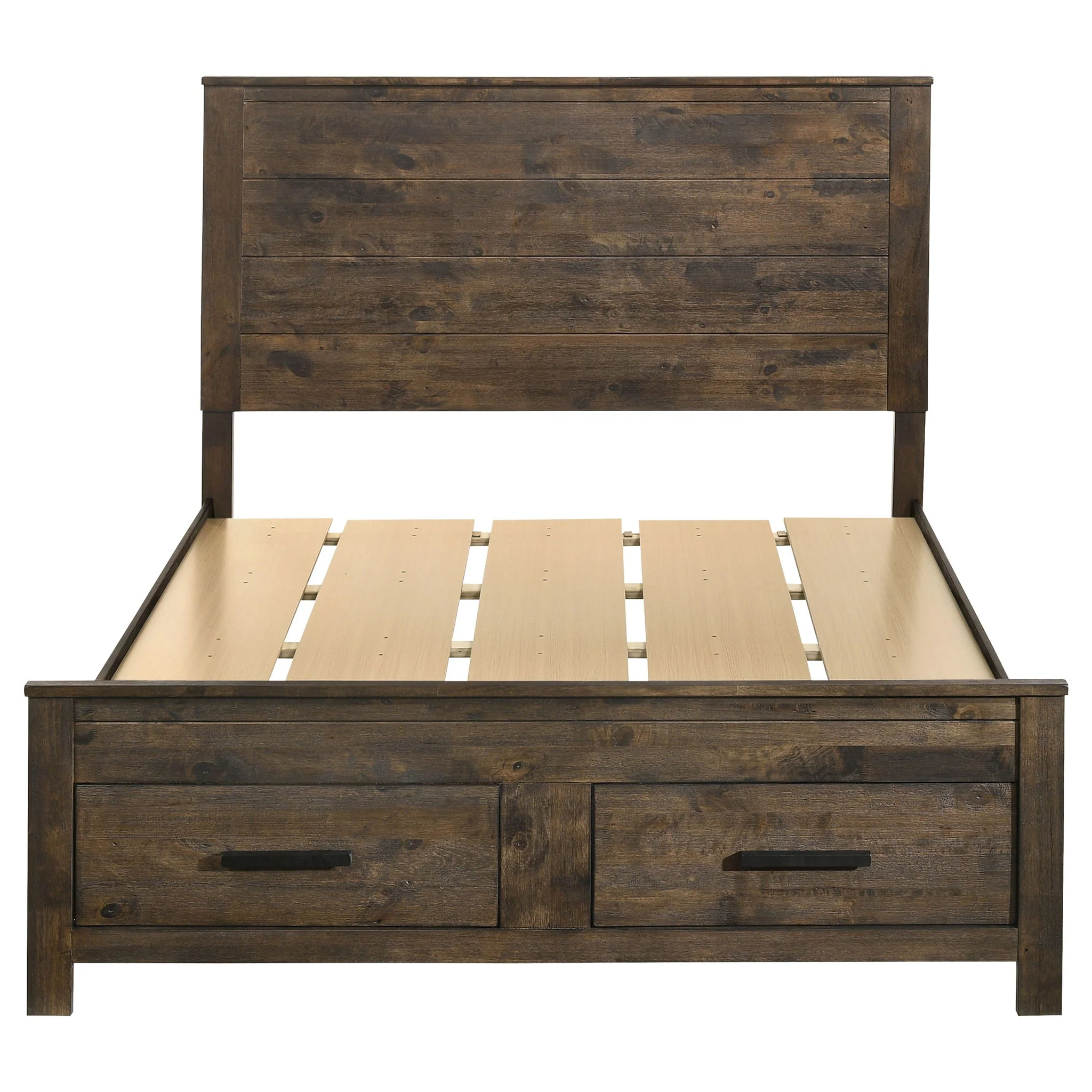 Woodmont Wood Queen Storage Panel Bed Rustic Golden Brown - Image 3