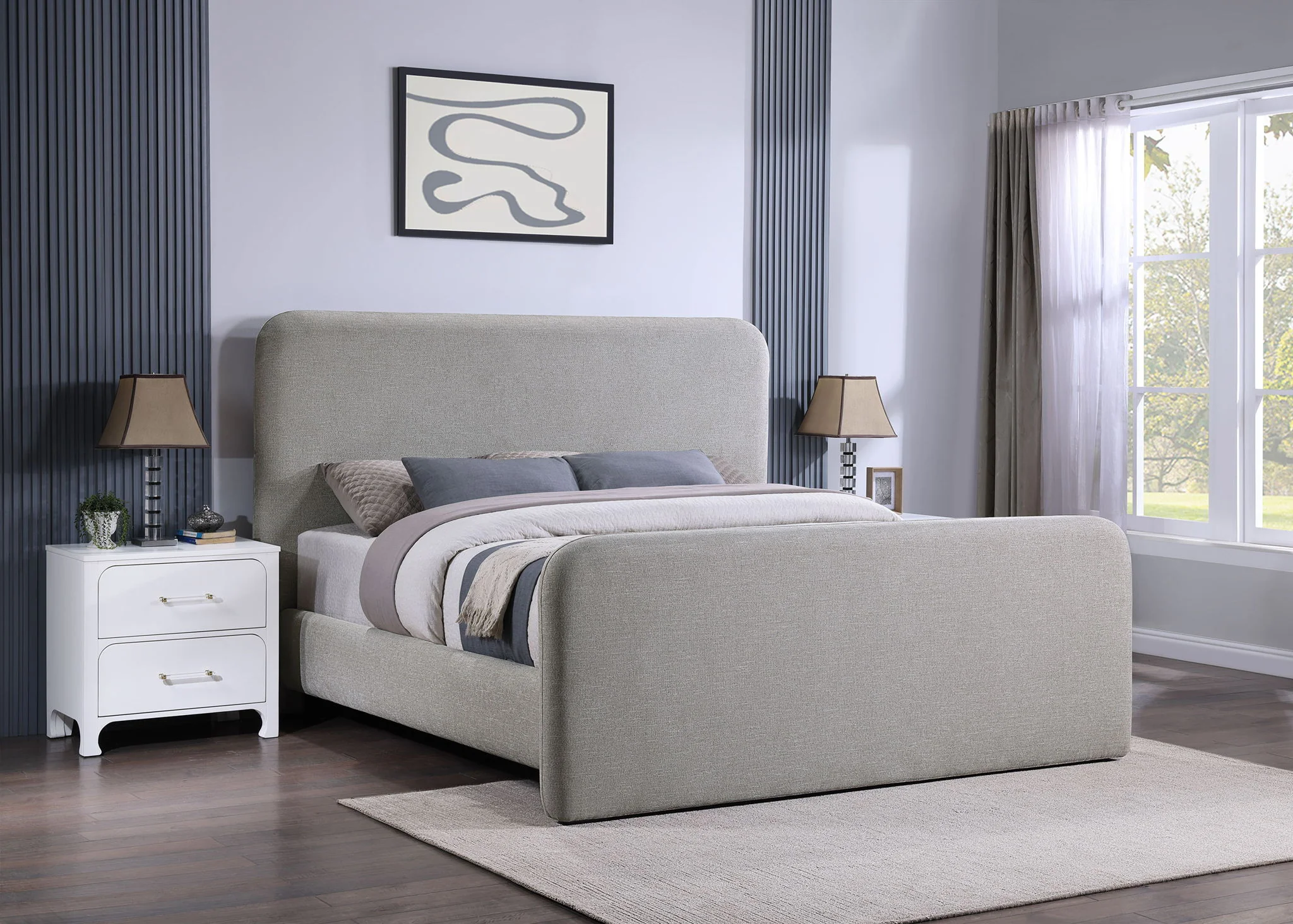 Wren Upholstered Eastern King Panel Bed Grey - Image 3
