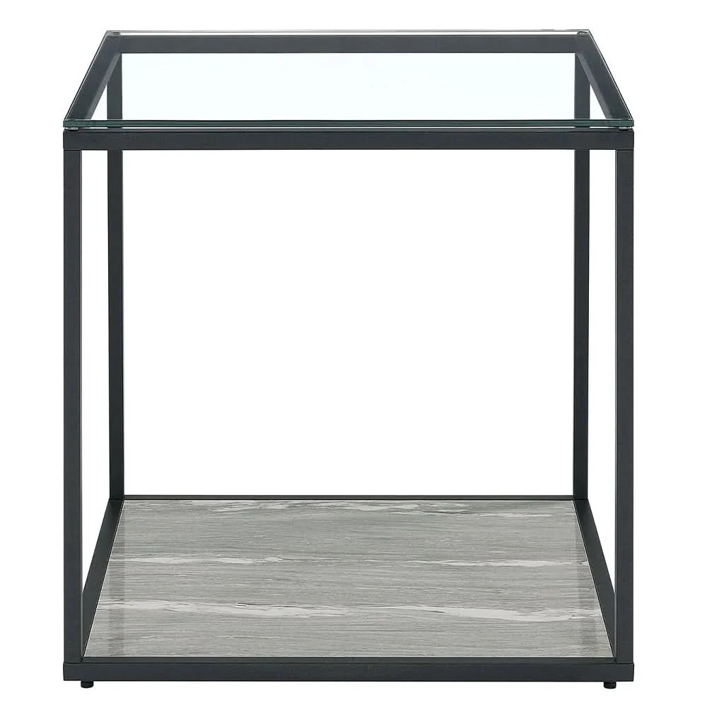 Yasmin Grey Contemporary 3PC Cocktail Table Set with Glass Top and Shelf - Image 6