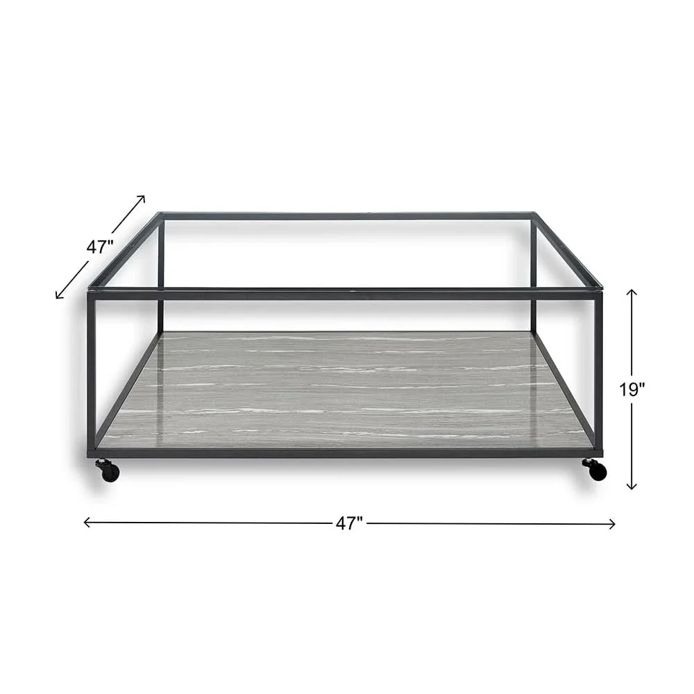 Yasmin Grey Contemporary 3PC Cocktail Table Set with Glass Top and Shelf - Image 7